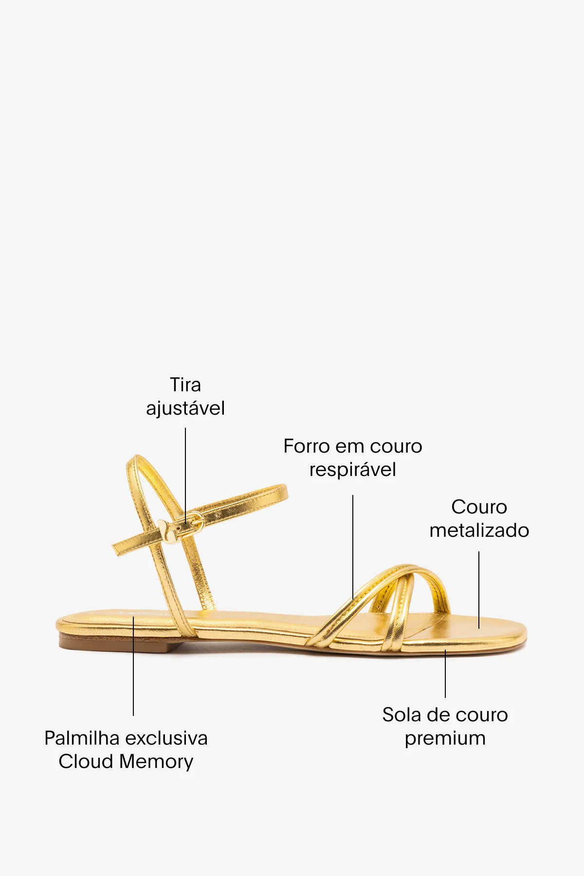 Sandália Flat Annie Couro Dourado - Image 7