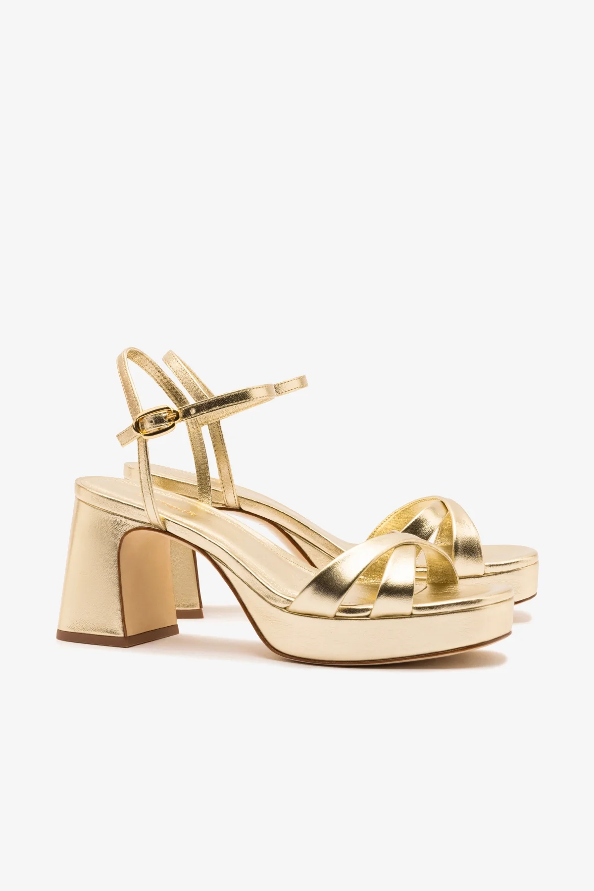 Sandália Plataforma Bianca Low Couro Dourado - Image 3