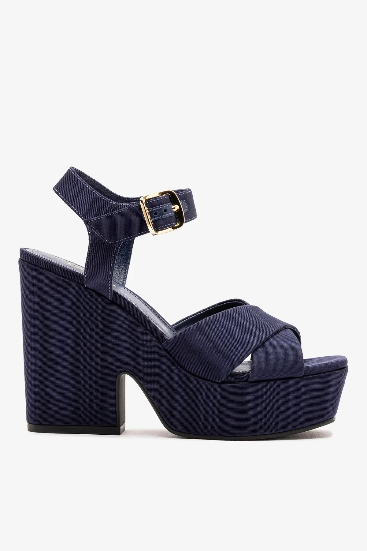 Sandália Plataforma Cher Seda Azul