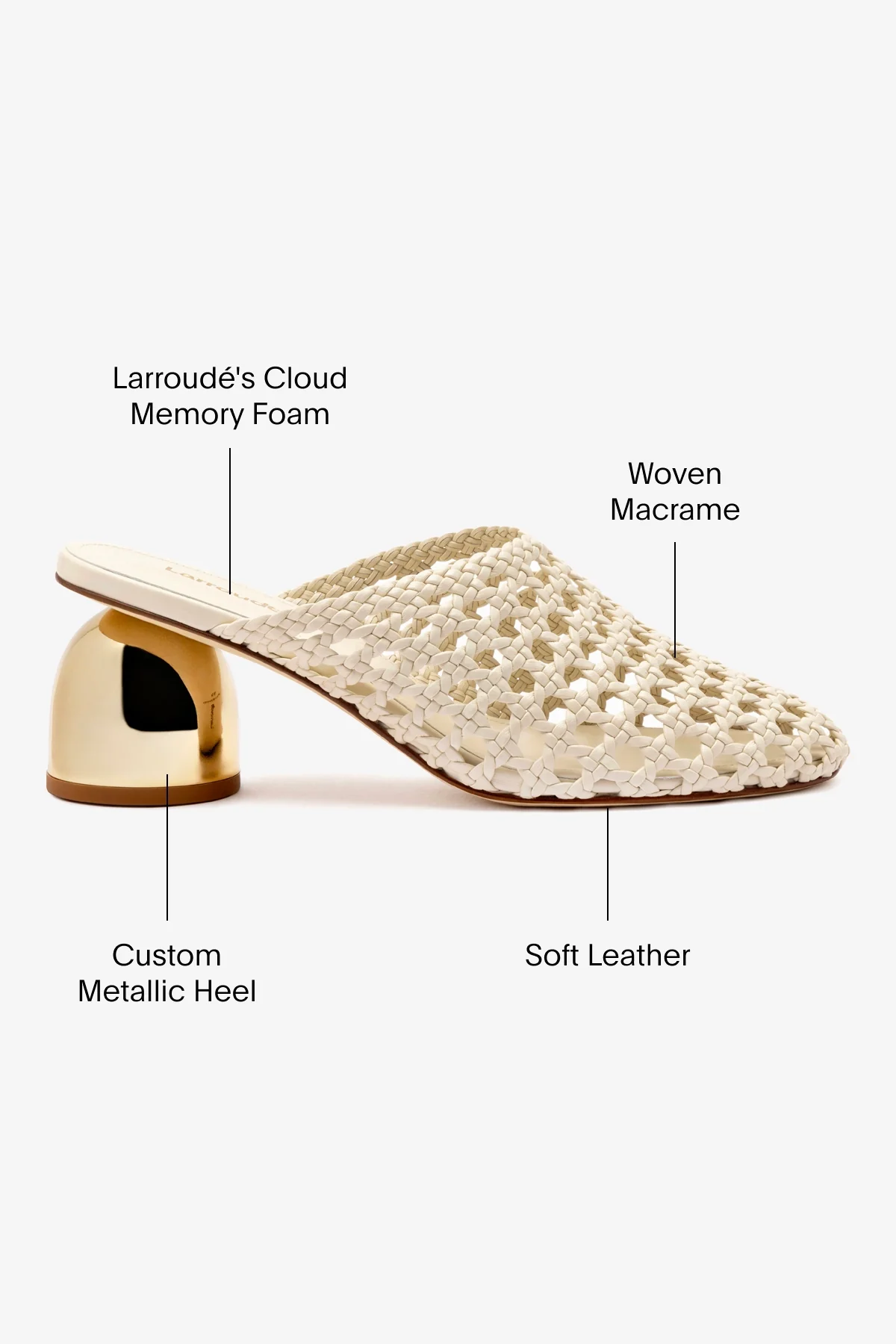 Mule Dew Drop Macramê Couro Off White - Image 5