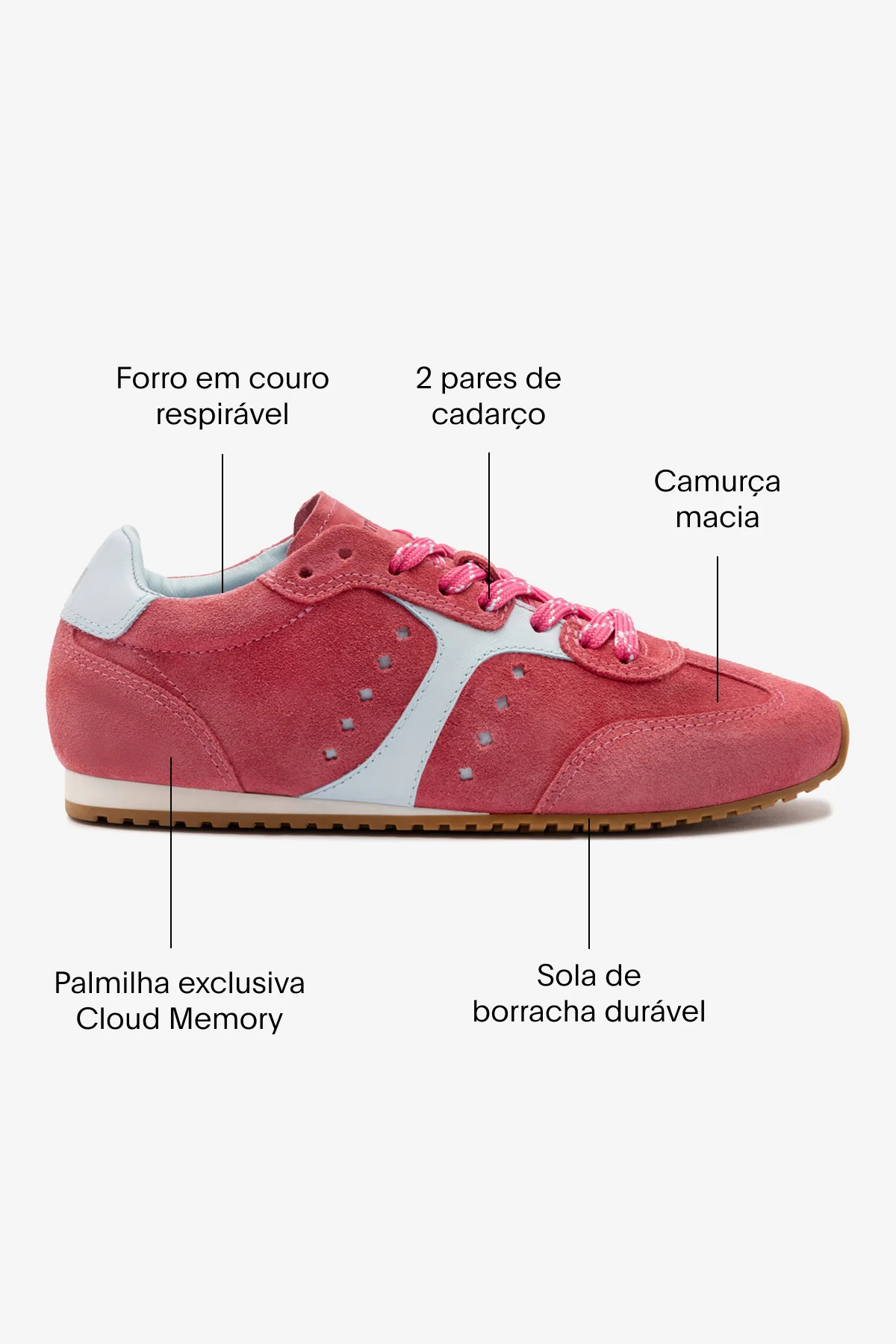 Tênis Stella Camurça Rosa e Couro Azul - Image 6