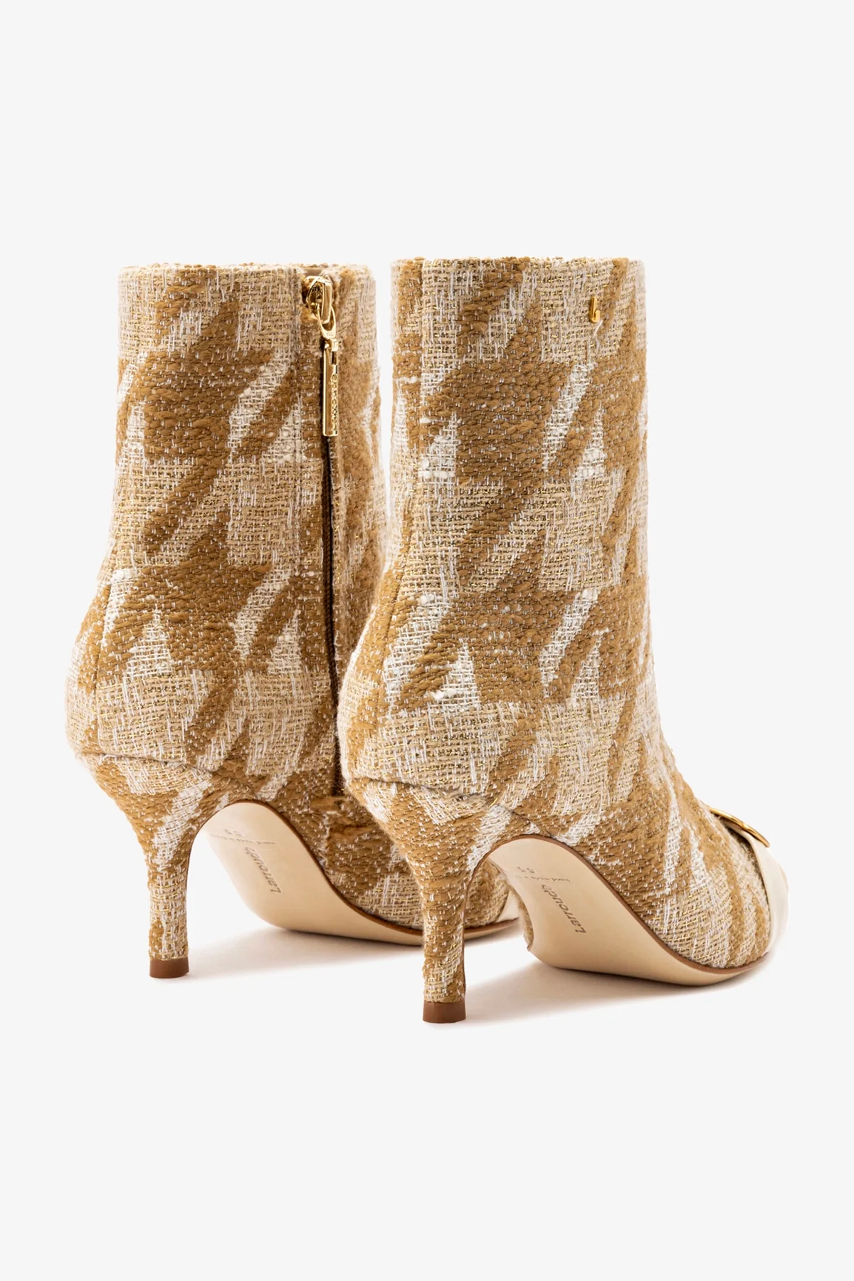 Bota Kate Mini Malha Estampado Marrom e Couro Off White - Image 7