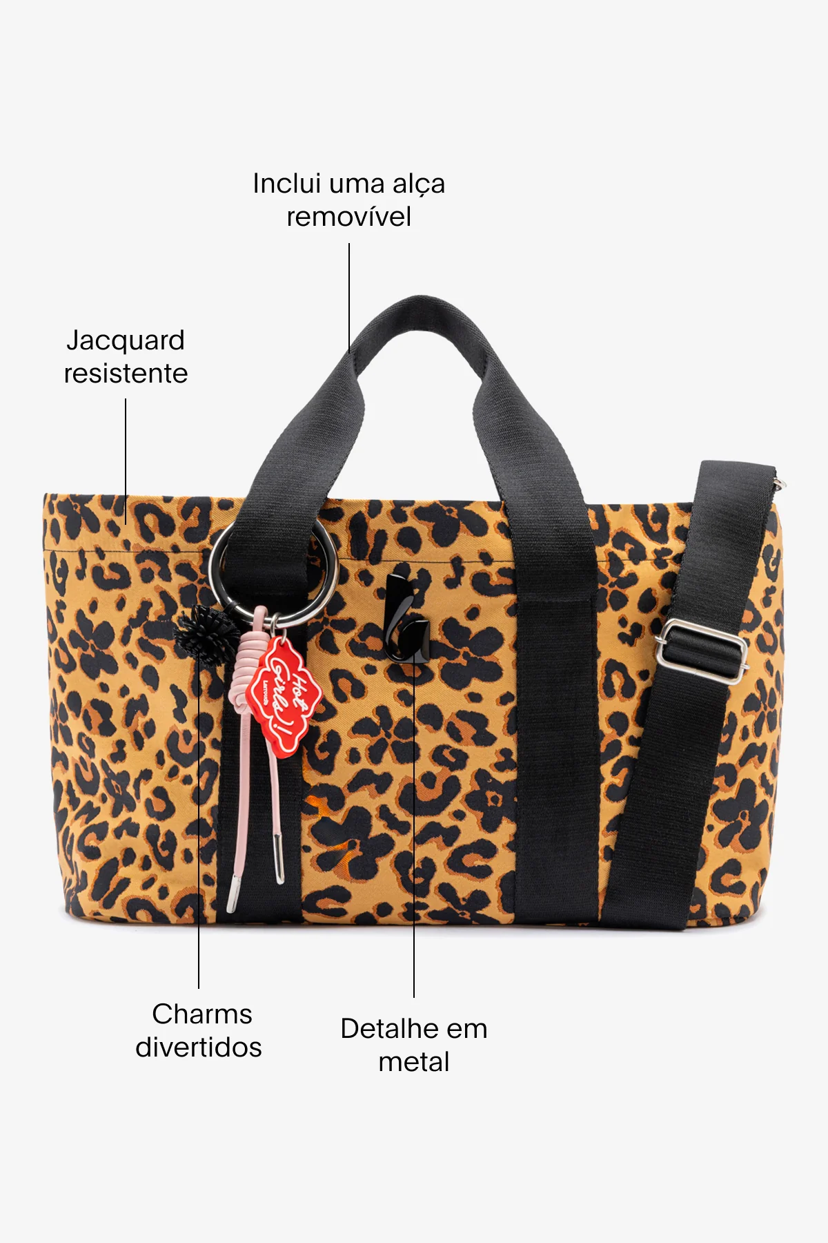 Bolsa Tote Bag Americana Jacquard Leopardo e Preto - Image 5
