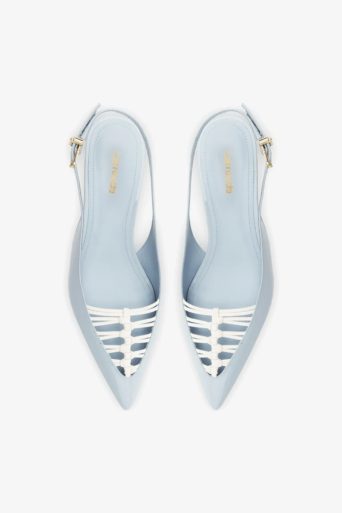 Slingback Nara Couro Verniz Azul e Couro Branco - Image 5