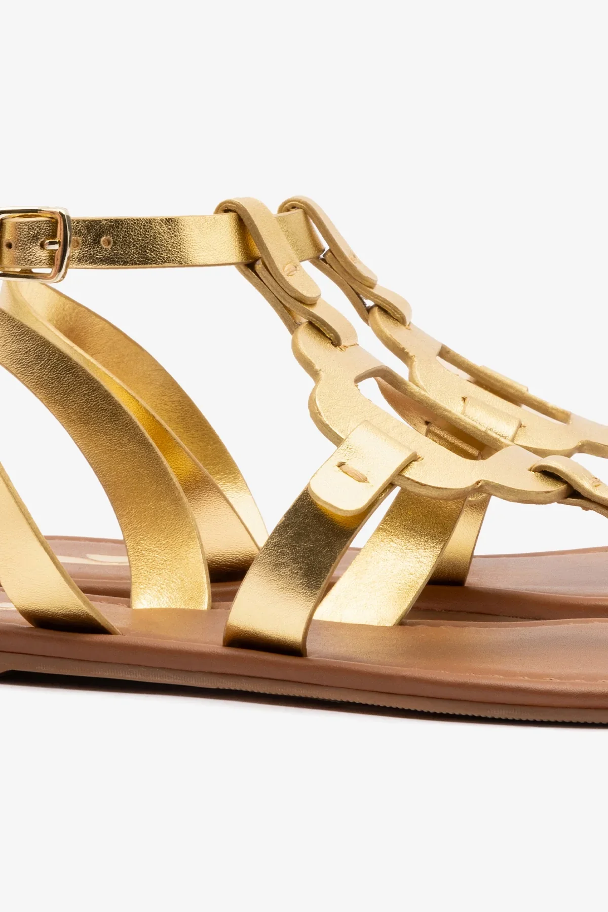 Sandália Flat Margherita Couro Dourado - Image 3