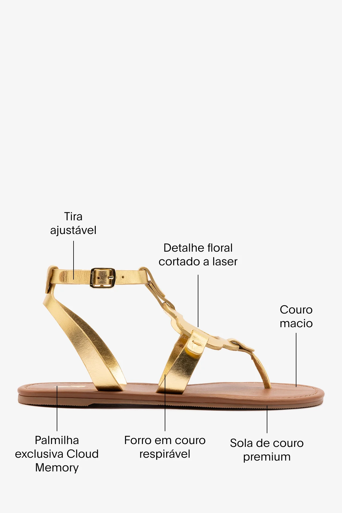 Sandália Flat Margherita Couro Dourado - Image 4