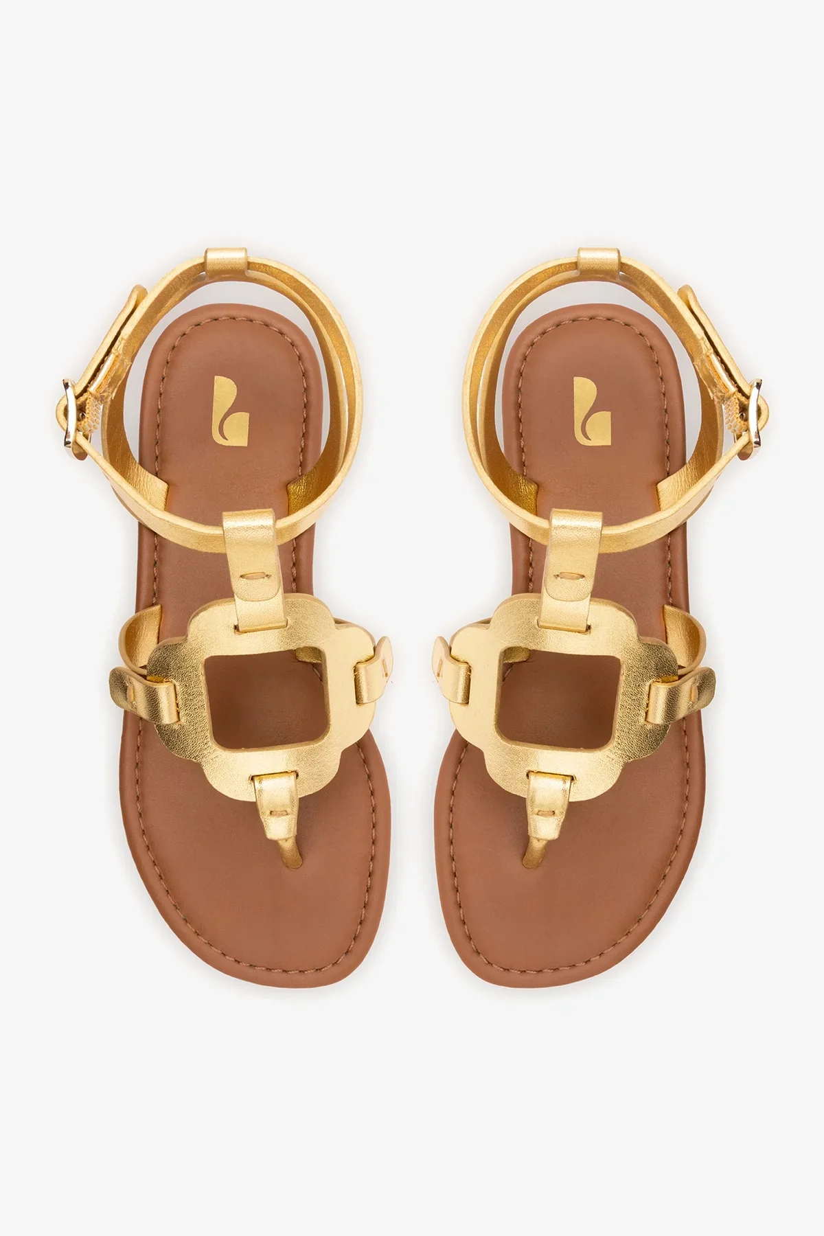 Sandália Flat Margherita Couro Dourado - Image 5