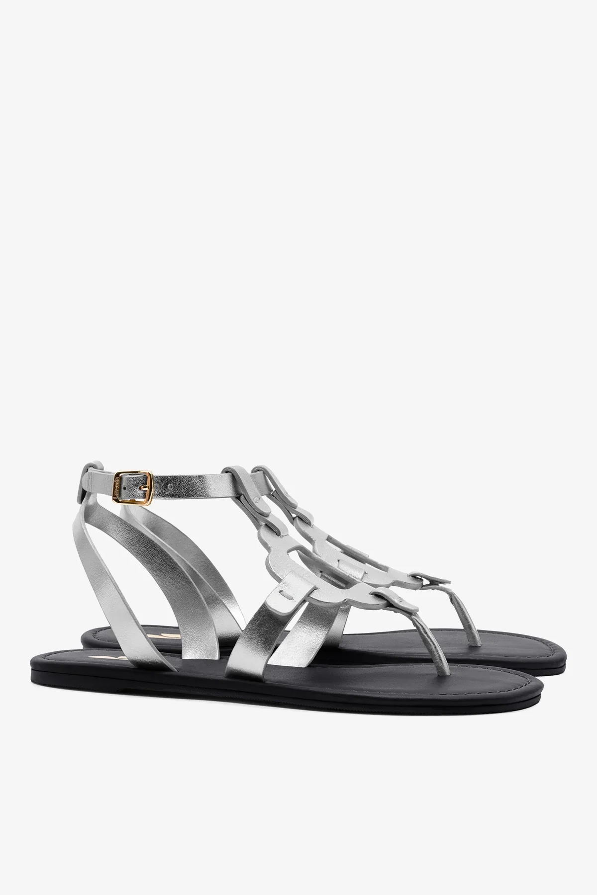 Sandália Flat Margherita Couro Prateado - Image 3