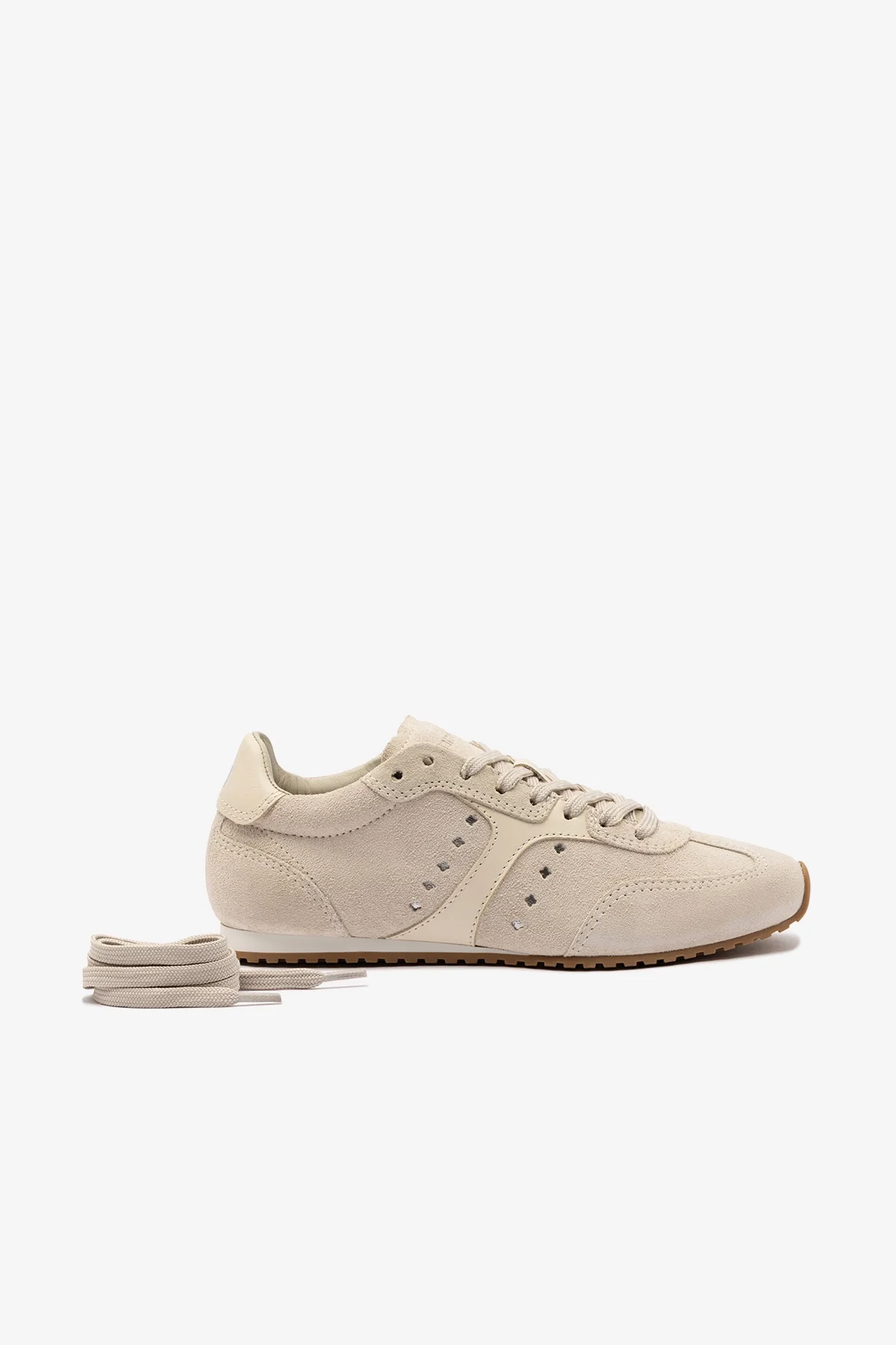 Tênis Stella Camurça Cinza e Couro Off White - Image 4