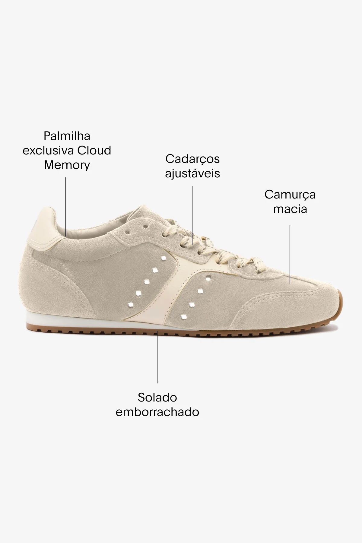 Tênis Stella Camurça Cinza e Couro Off White - Image 6