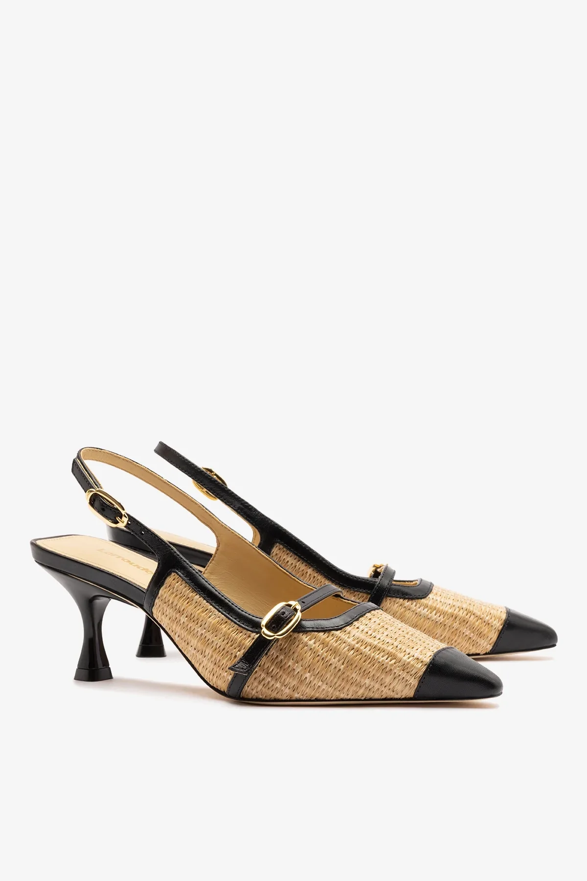 Slingback Ines Ráfia Natural e Couro Preto - Image 3