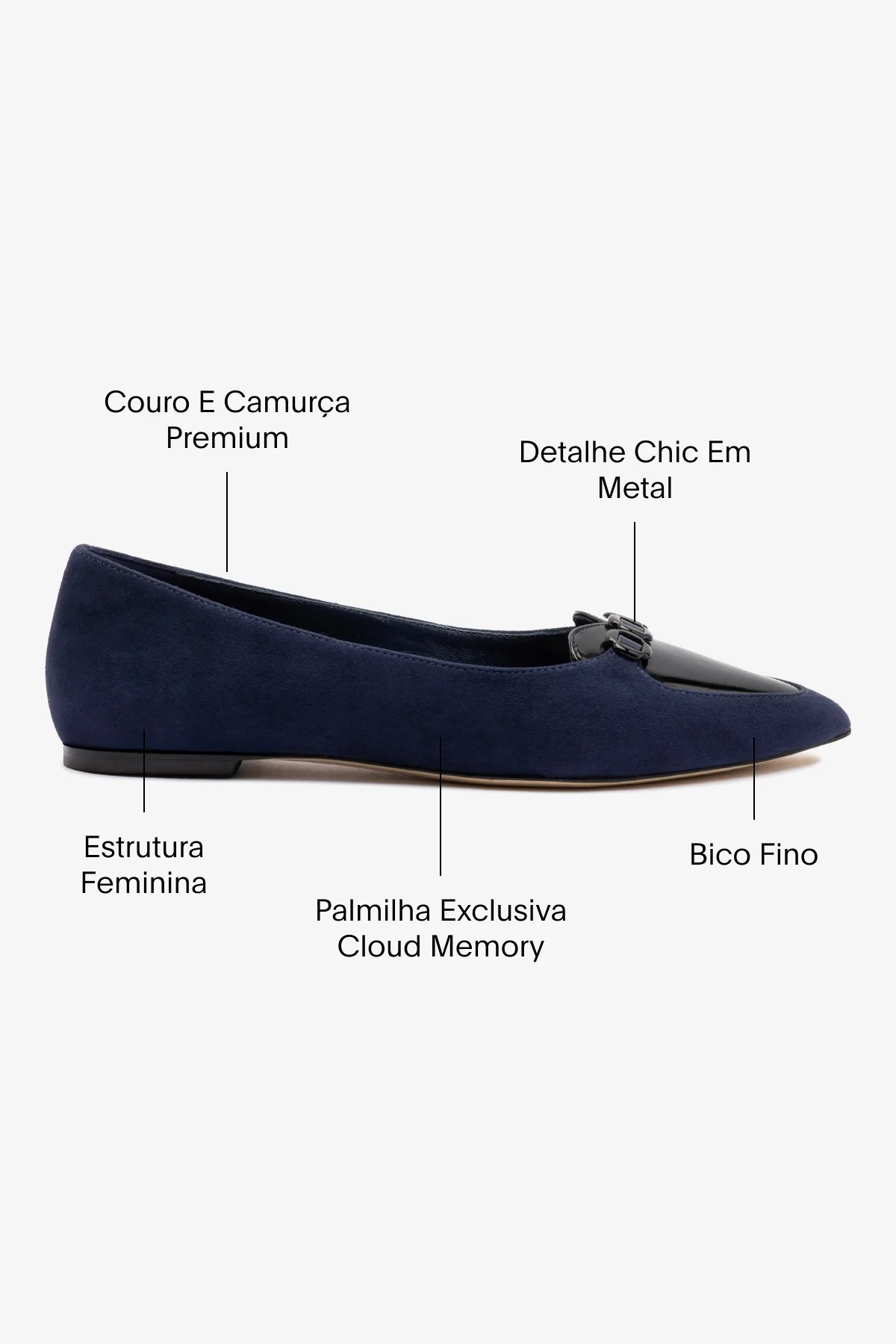 Sapatilha Audrey Camurça Azul e Couro Preto - Image 5