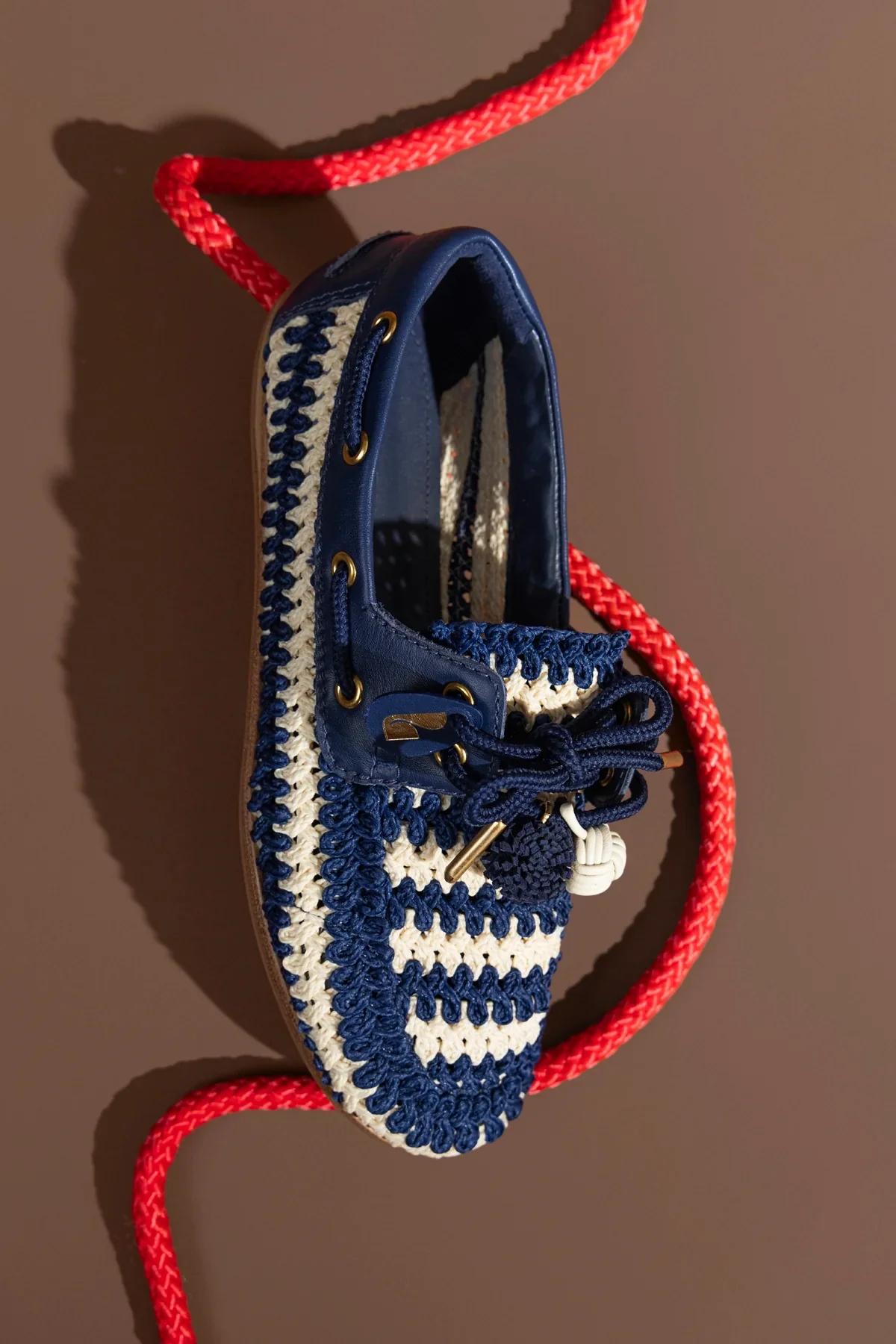 Mocassim Boat Shoe Cyprus Crochê e Couro Azul - Image 2