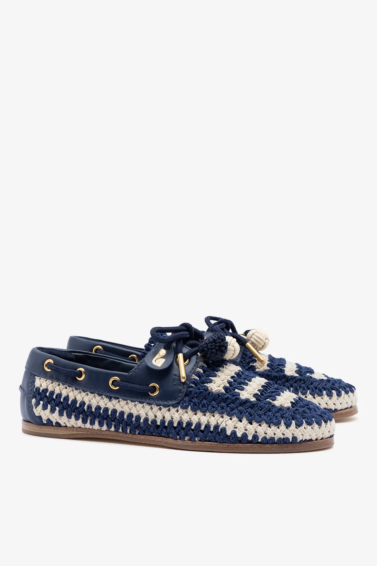 Mocassim Boat Shoe Cyprus Crochê e Couro Azul - Image 3