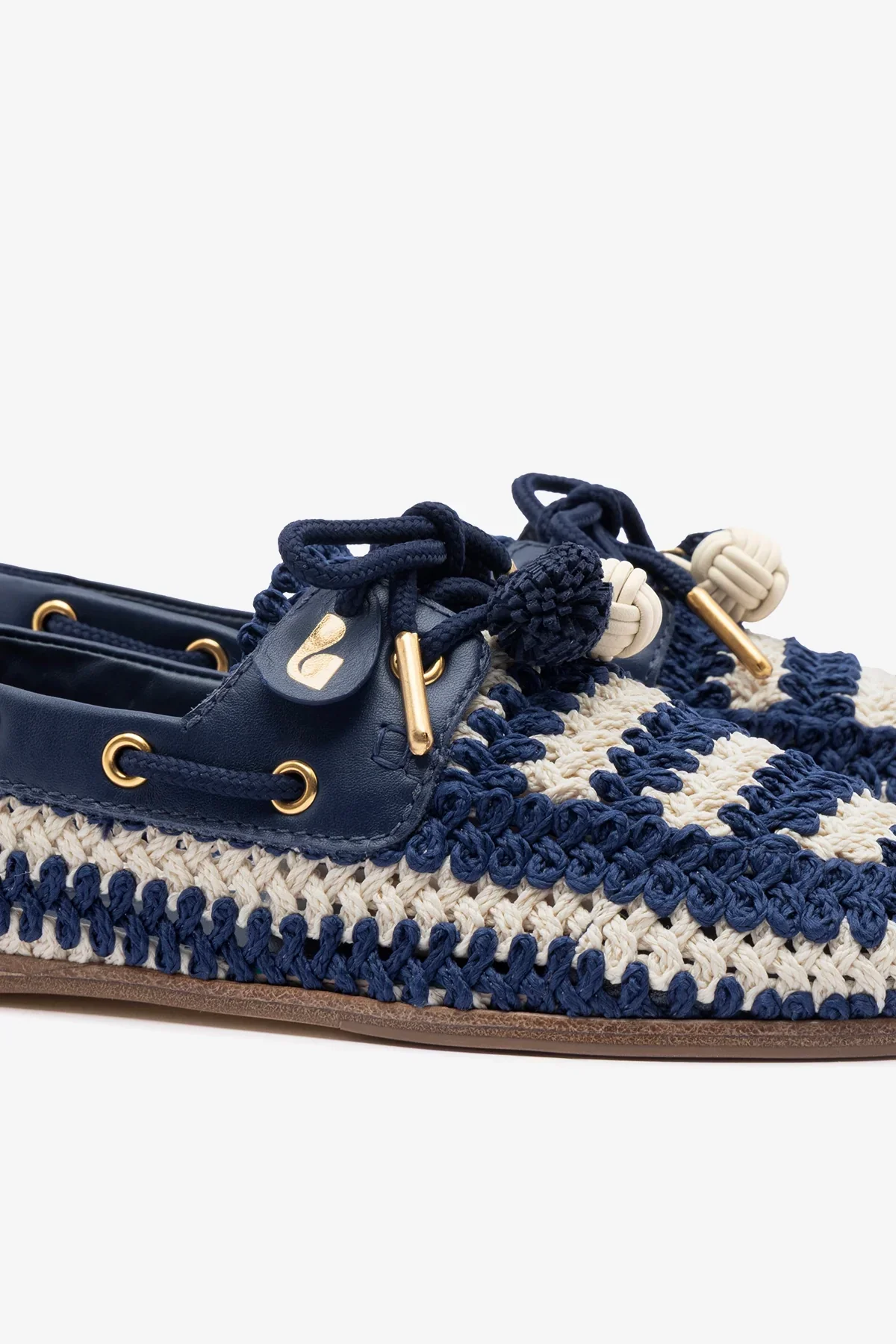 Mocassim Boat Shoe Cyprus Crochê e Couro Azul - Image 4
