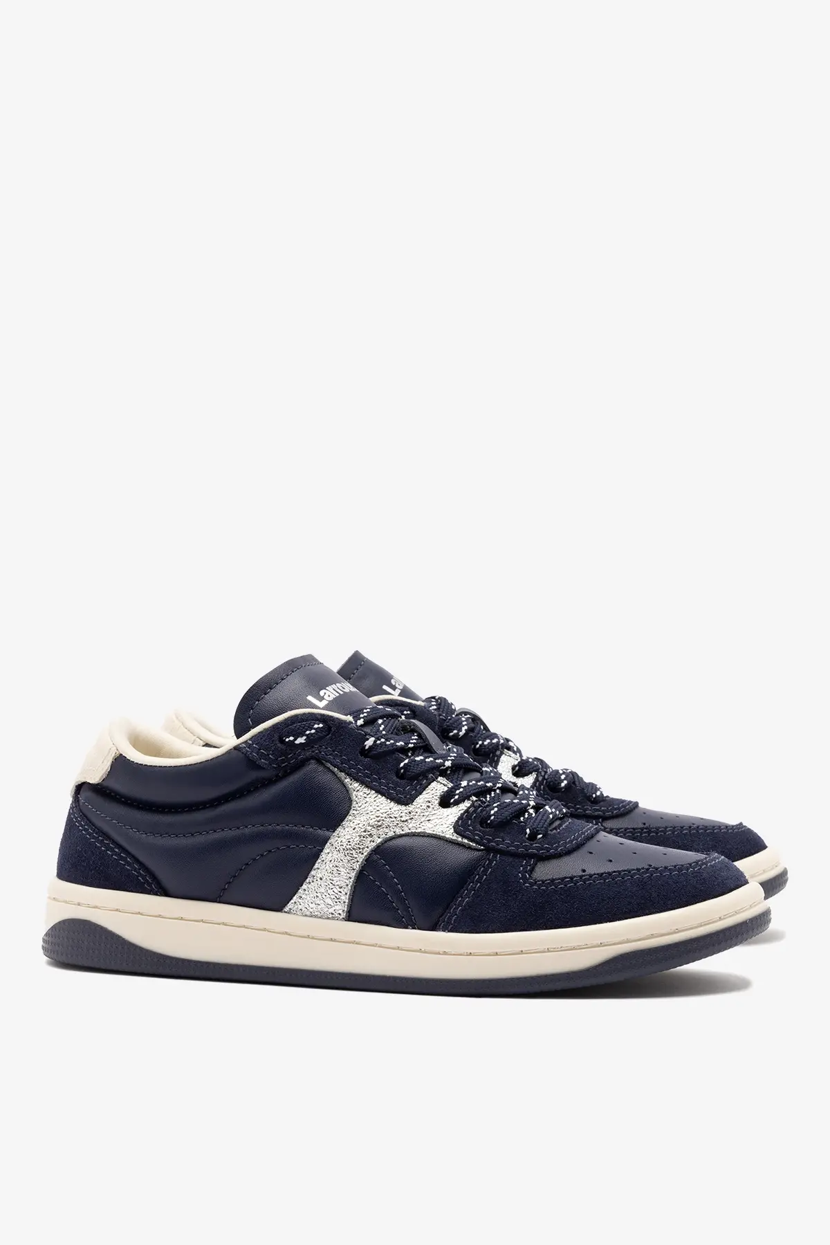Tênis George Couro Azul, Prateado e Off White - Image 3