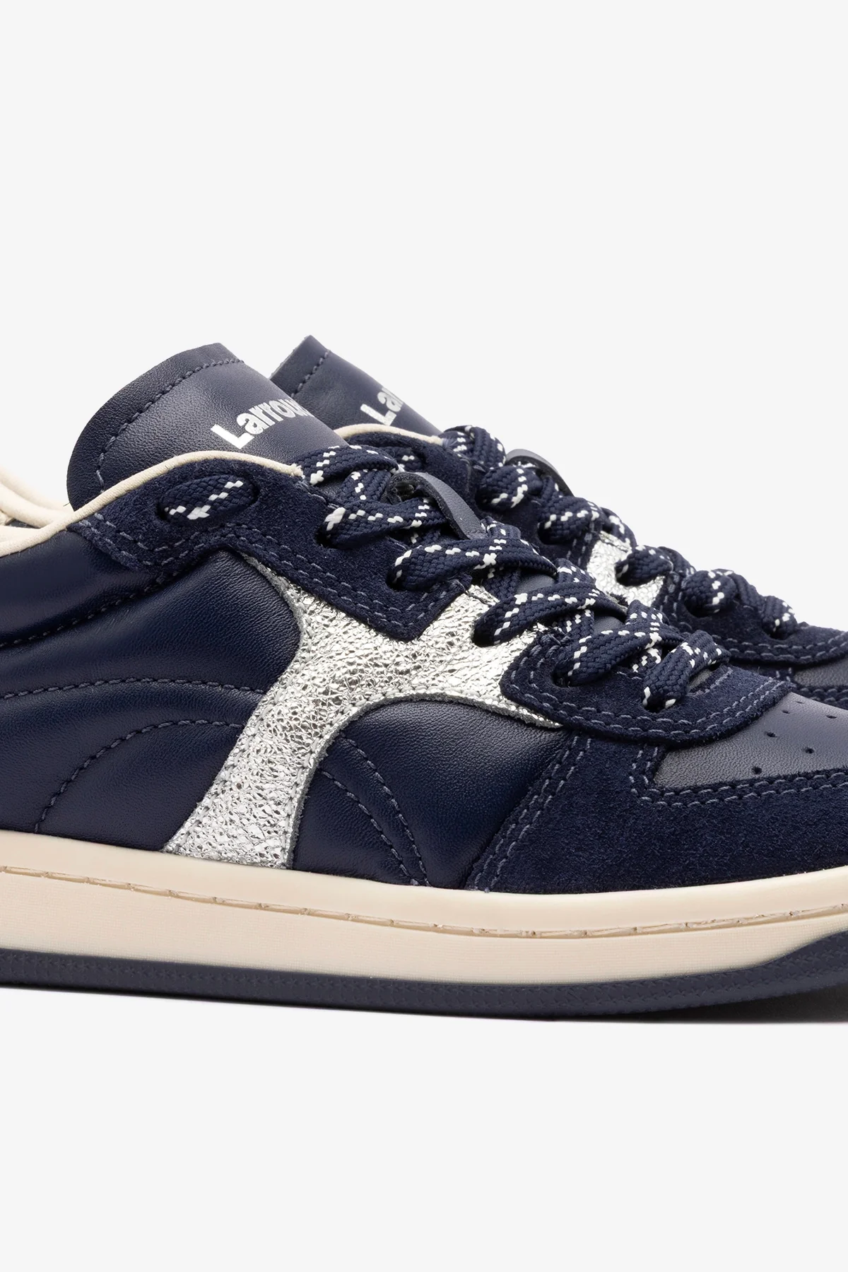 Tênis George Couro Azul, Prateado e Off White - Image 5
