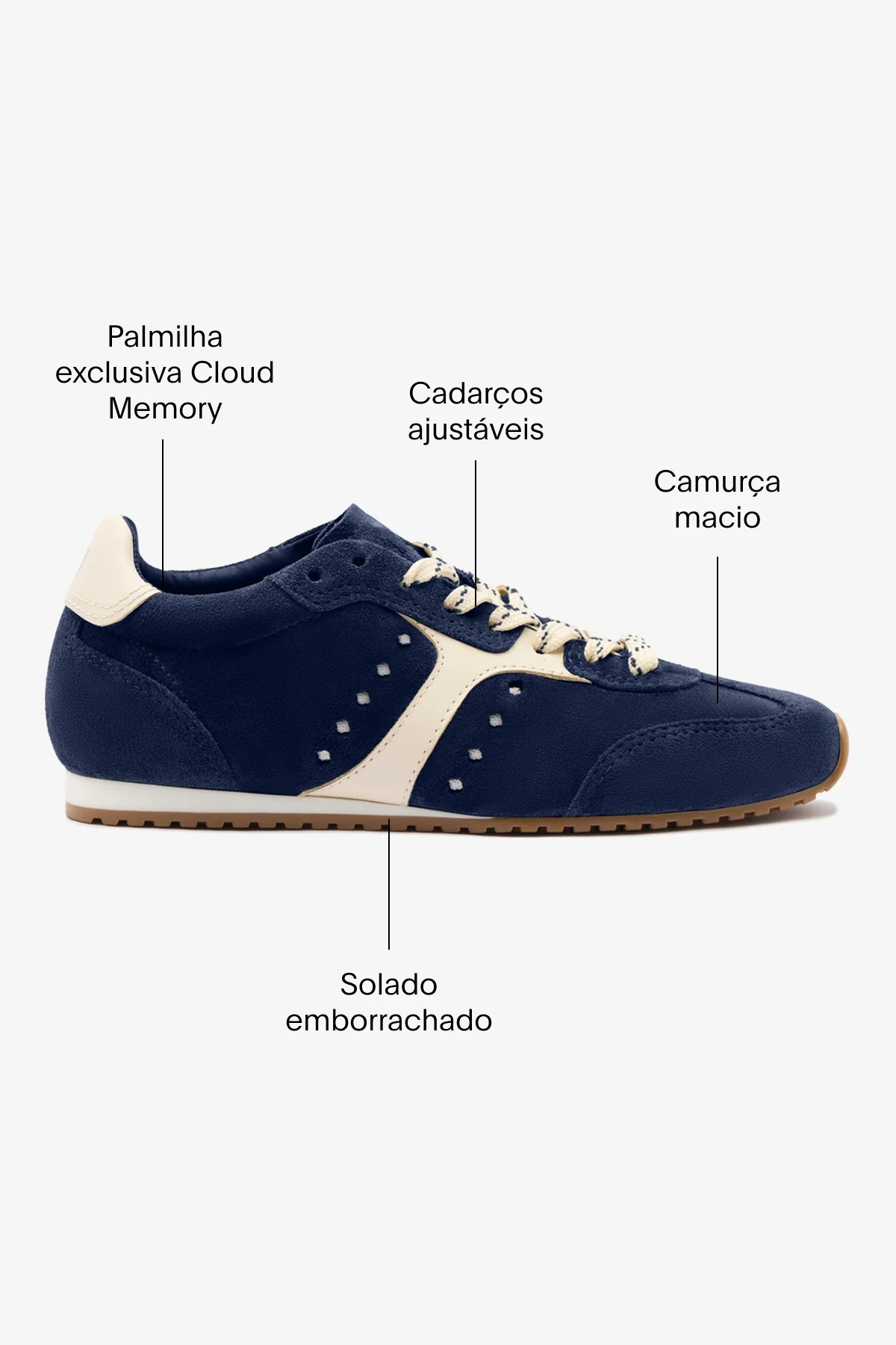 Tênis Stella Camurça Azul e Couro Off White - Image 6