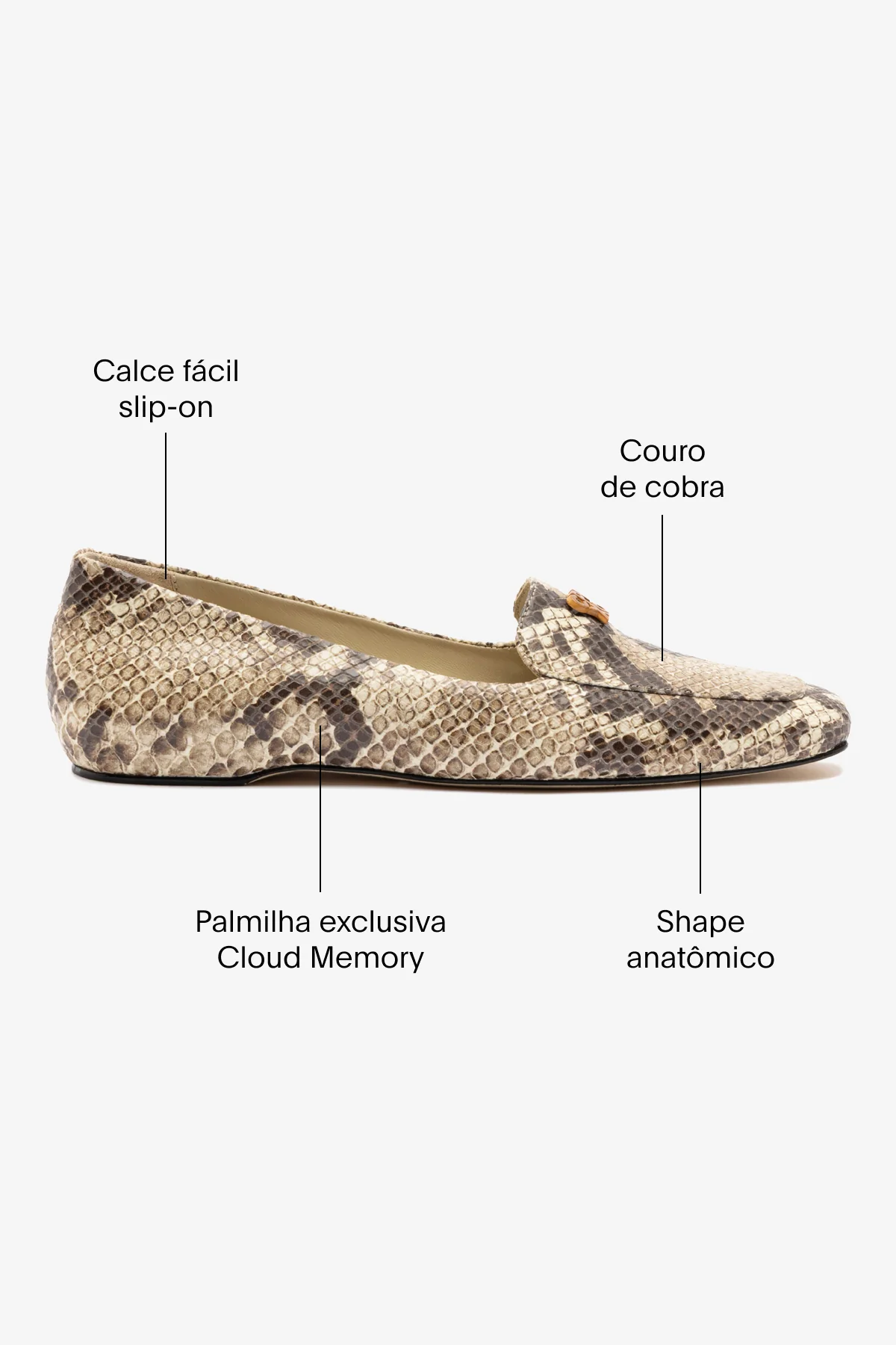 Larroudé x CPPXO: Mocassim Couro Cobra Bege - Image 5