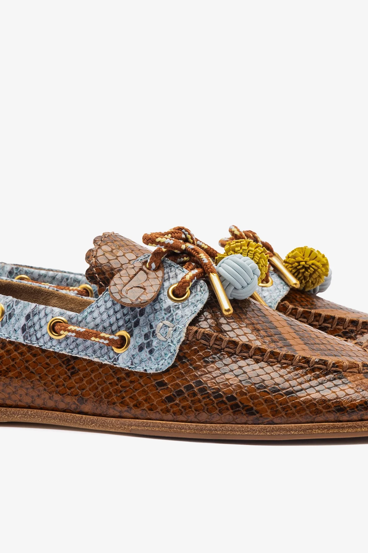Mocassim Boat Shoe Cyprus Couro Cobra Marrom, Azul e Amarelo - Image 4