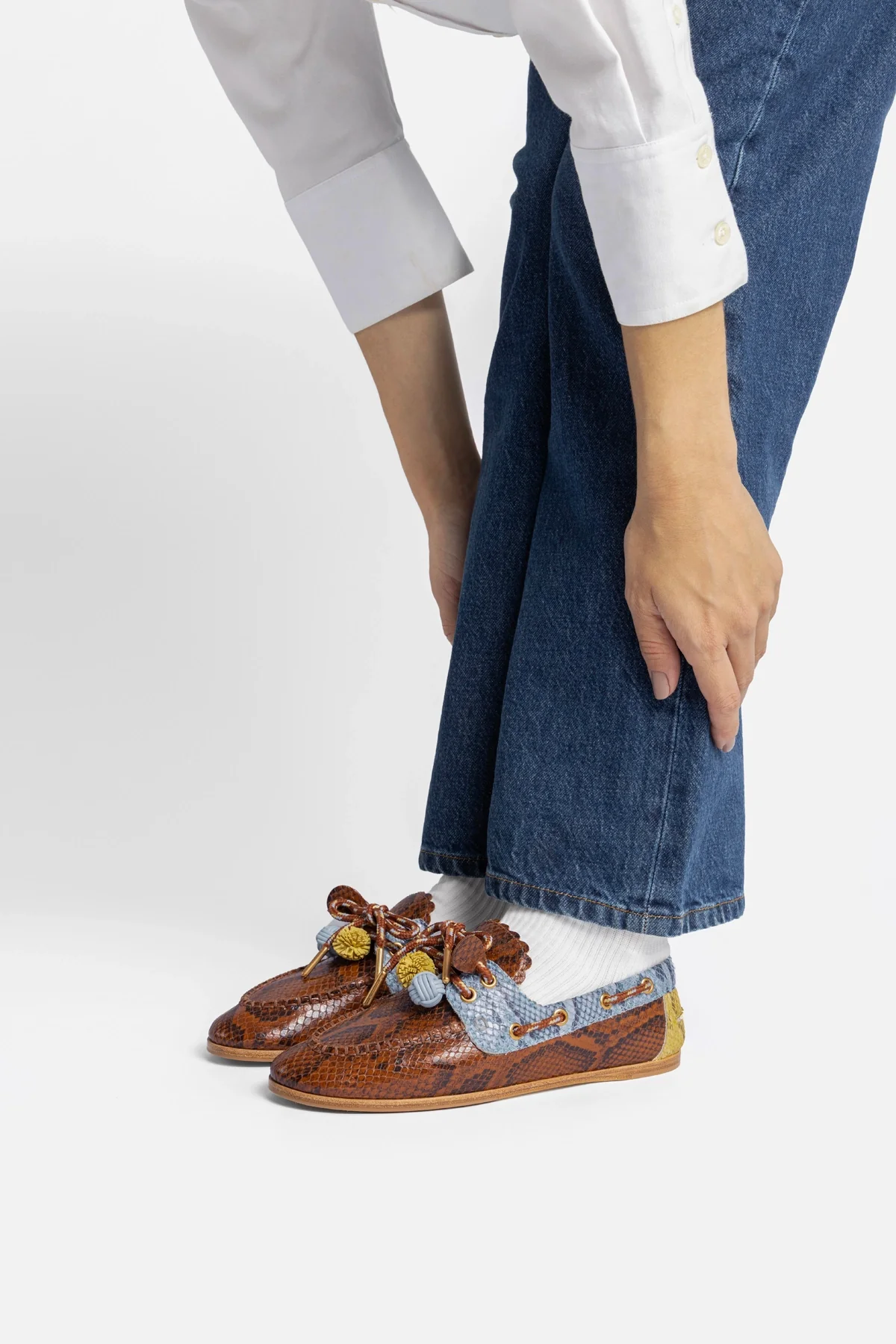 Mocassim Boat Shoe Cyprus Couro Cobra Marrom, Azul e Amarelo - Image 6