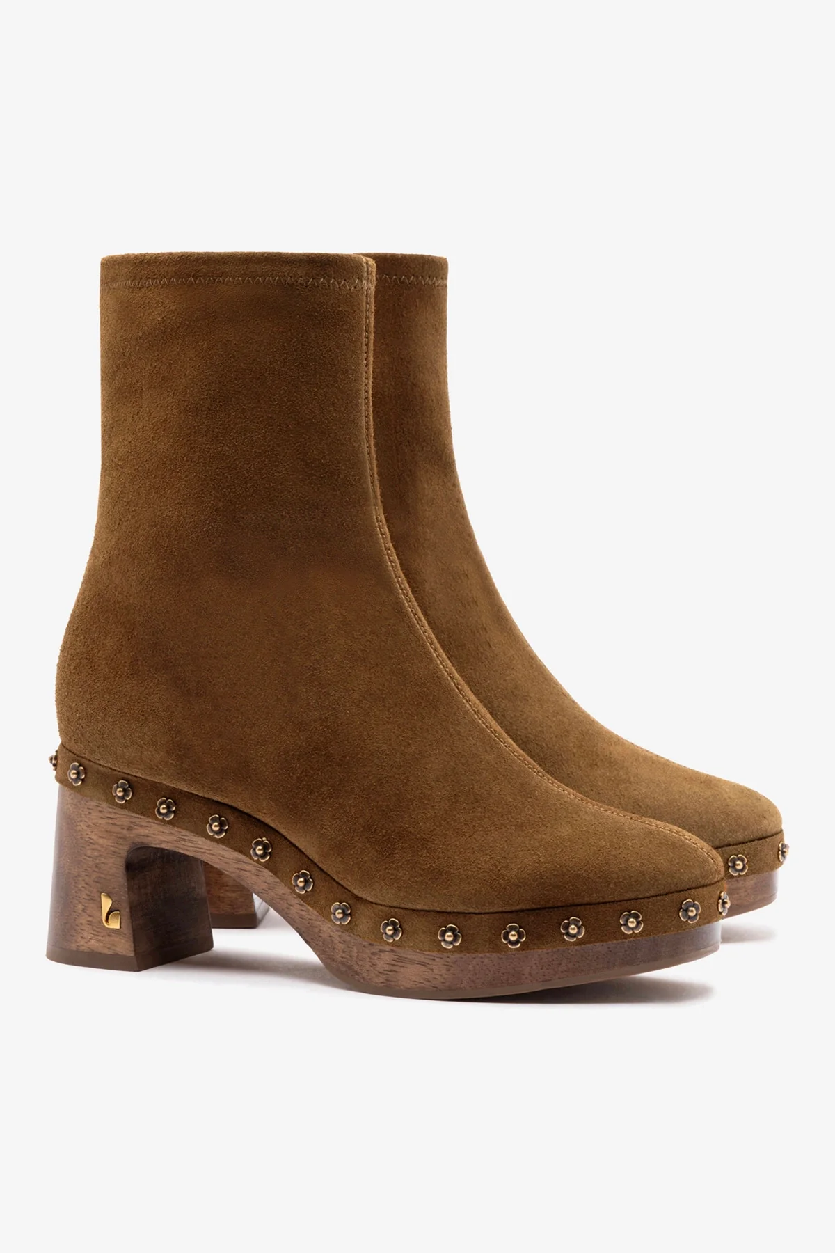 Bota Plataforma Dolly Low Wooden Camurça Marrom - Image 3