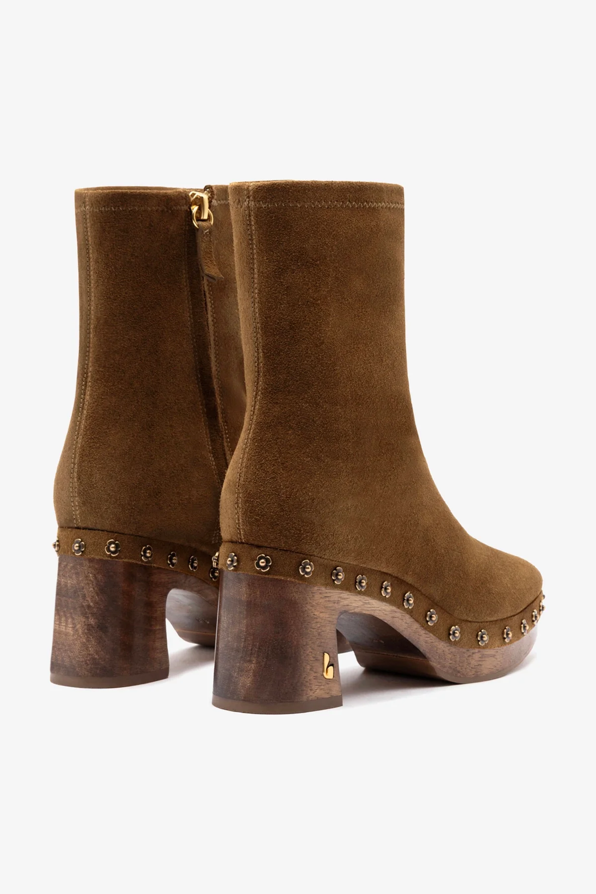 Bota Plataforma Dolly Low Wooden Camurça Marrom - Image 5
