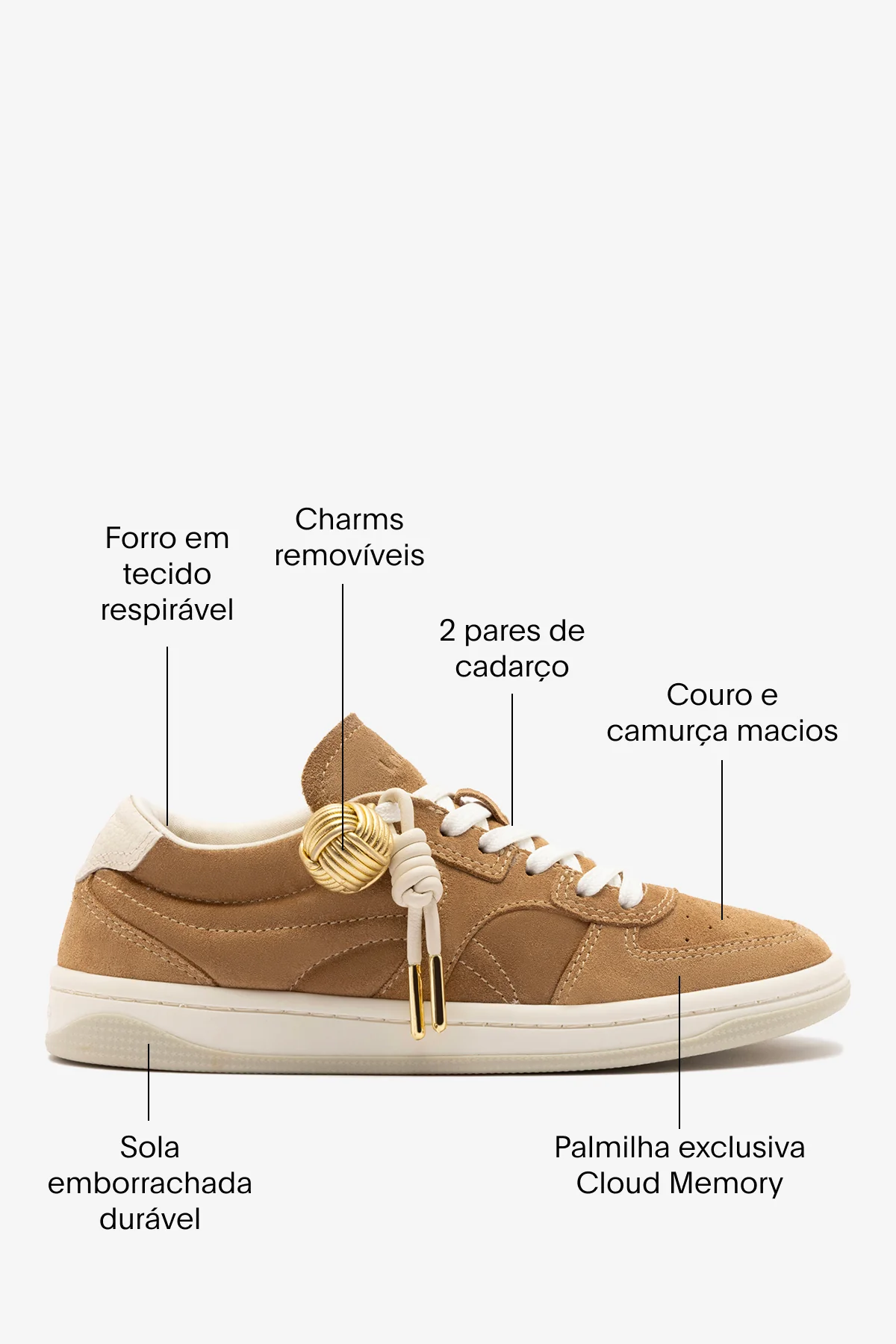 Tênis George Camurça Caramelo e Couro Off White - Image 6
