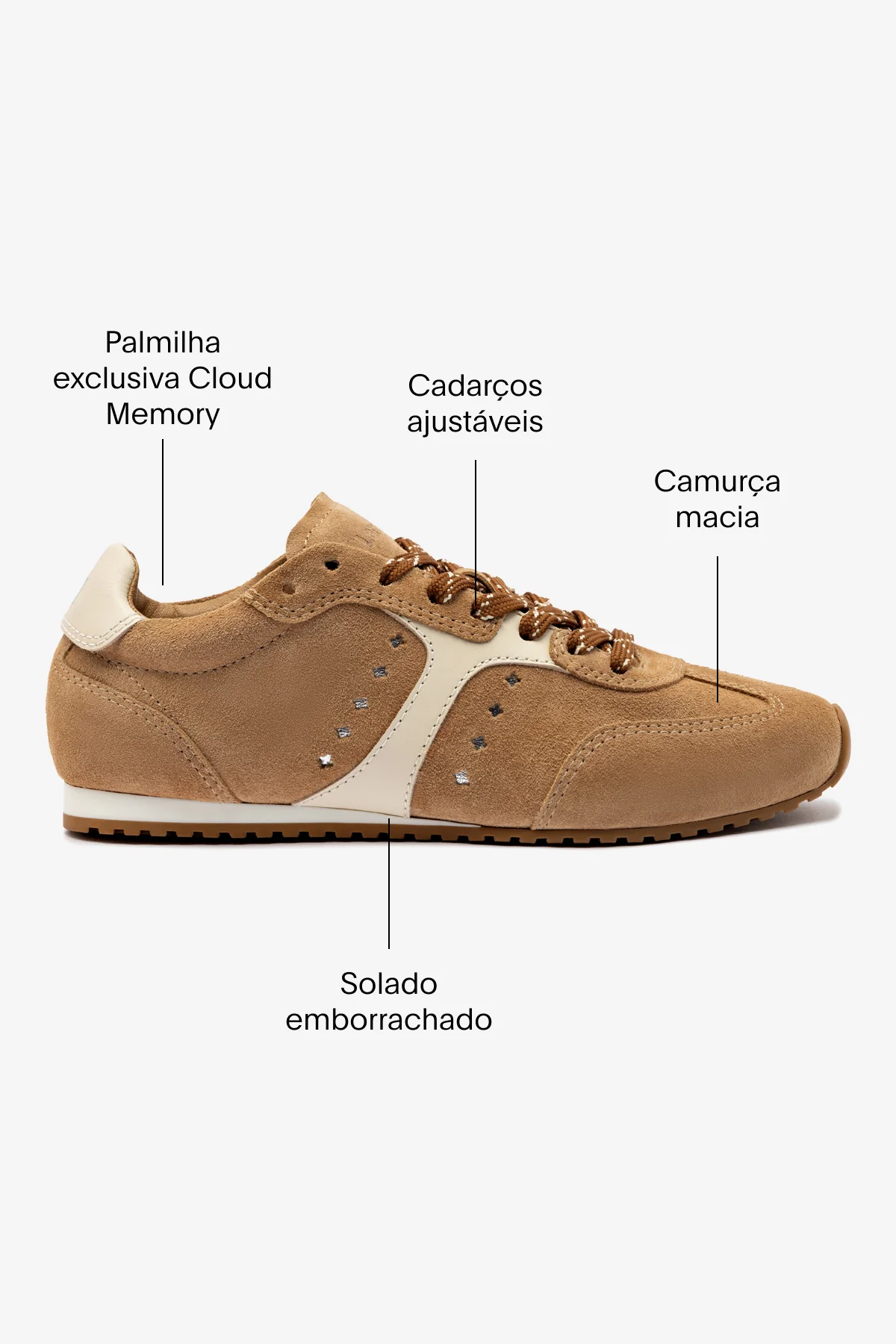 Tênis Stella Camurça Caramelo e Couro Off White - Image 6