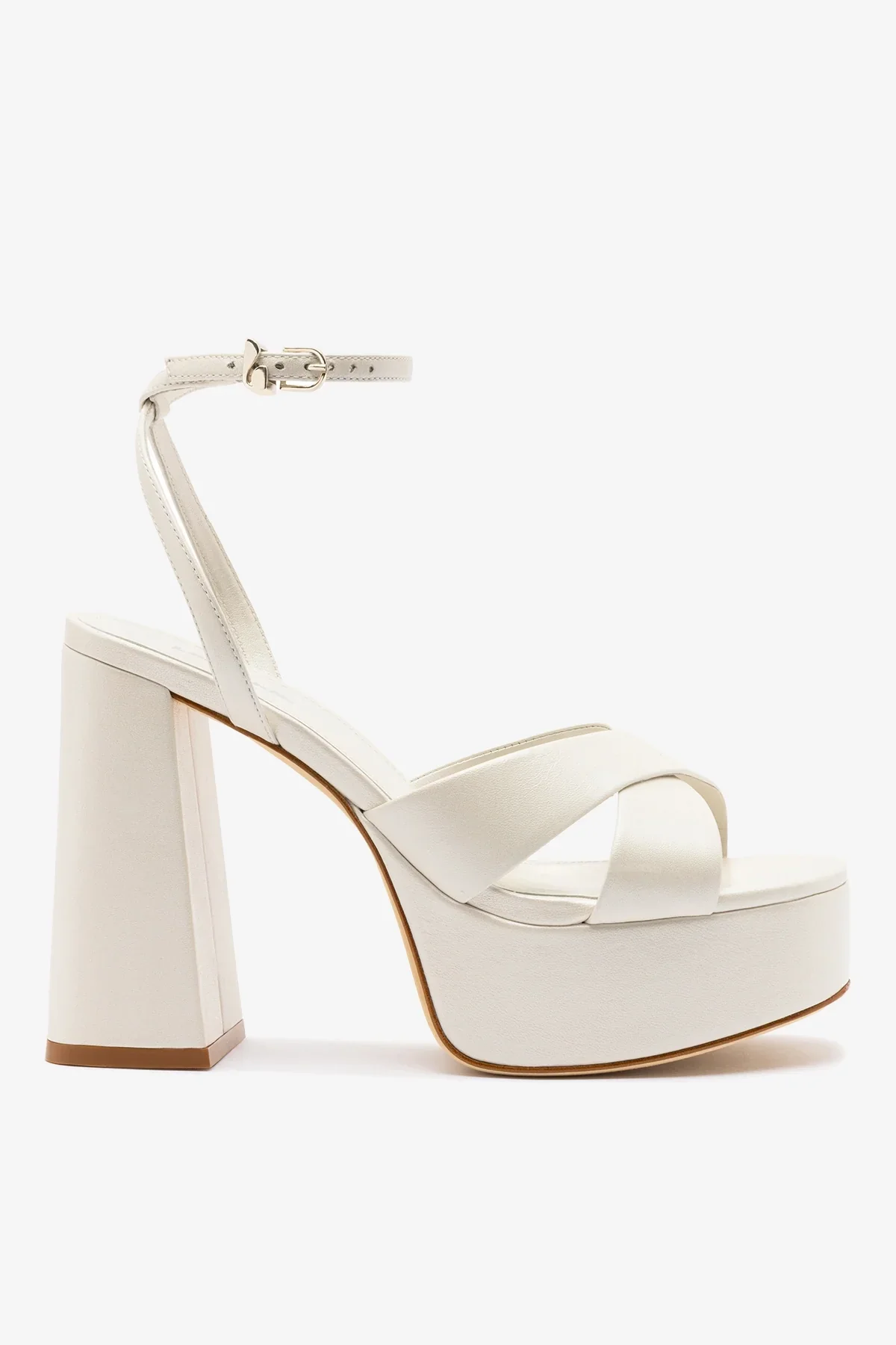 Sandália Plataforma Dolly X Couro Off White