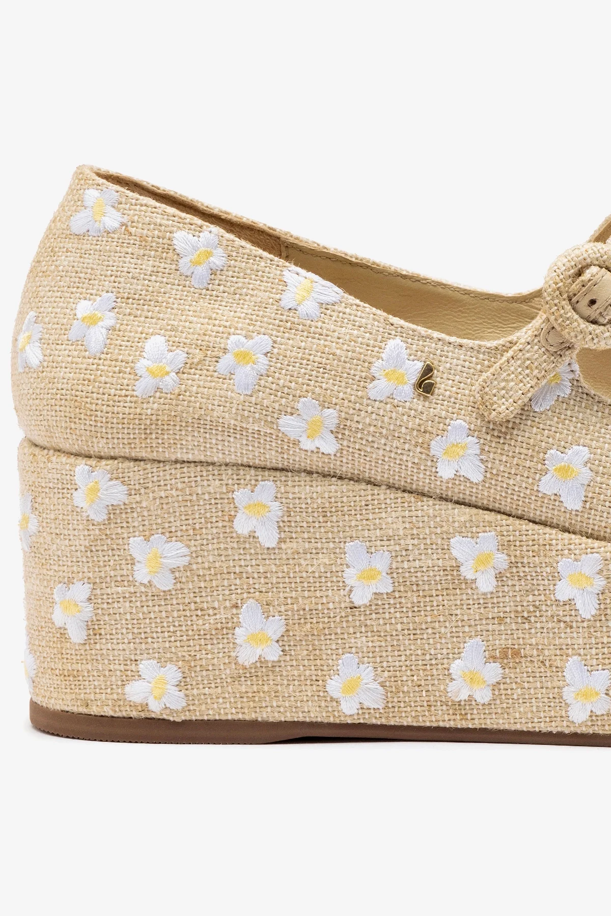 Flatform Blair Linho Natural e Bordado Floral - Image 4