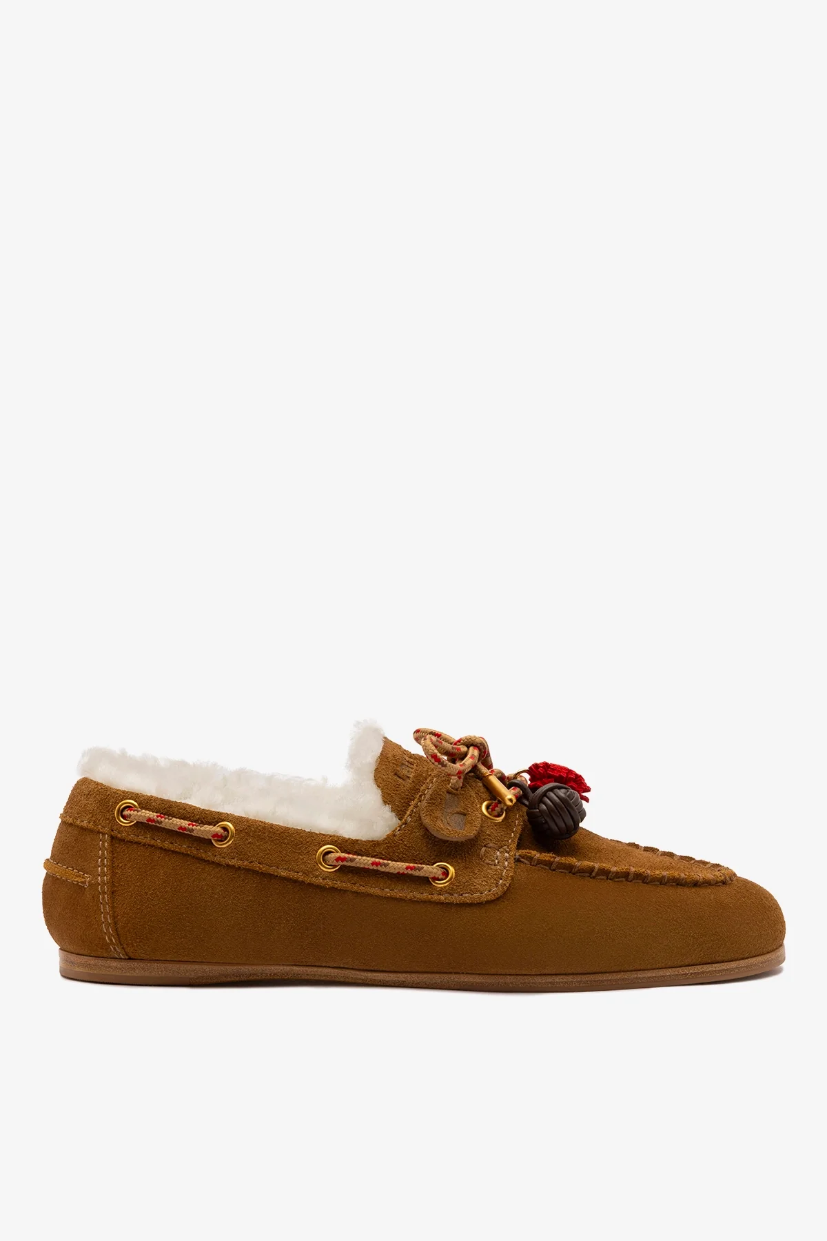 Mocassim Boat Shoe Cyprus Camurça Marrom e Lã Natural