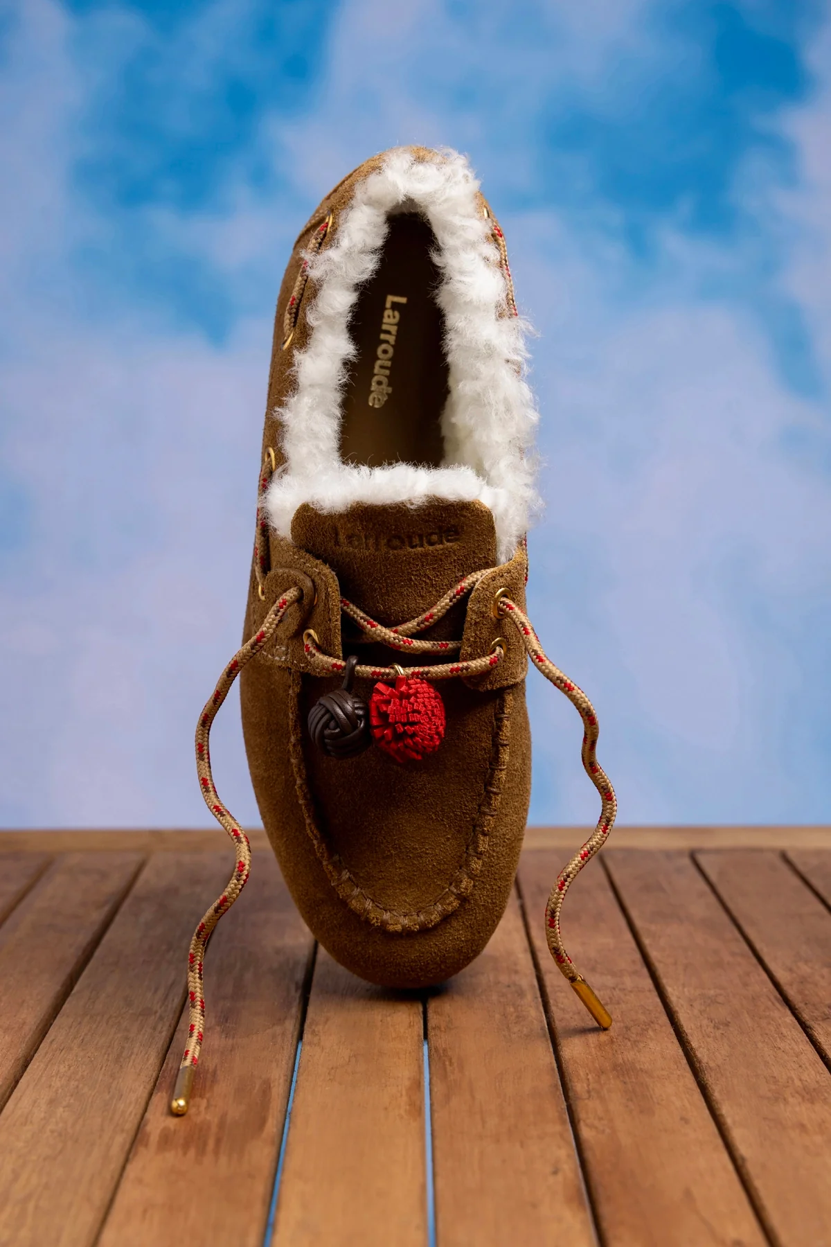 Mocassim Boat Shoe Cyprus Camurça Marrom e Lã Natural - Image 2