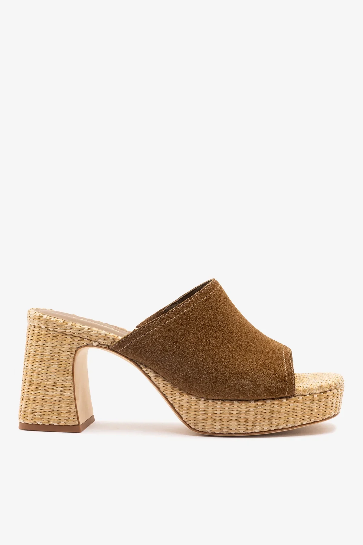 Mule Plataforma Dolly Low Camurça Marrom