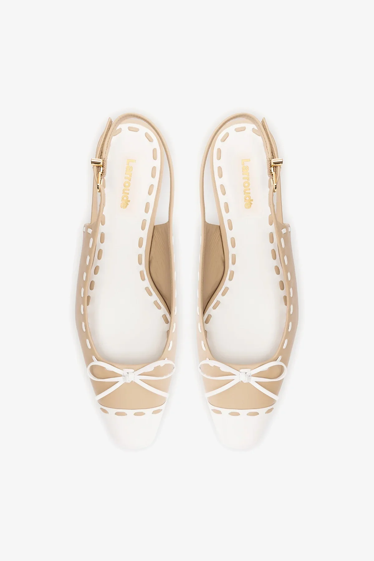 Slingback Jenny Couro Bege e Couro Verniz Branco - Image 5