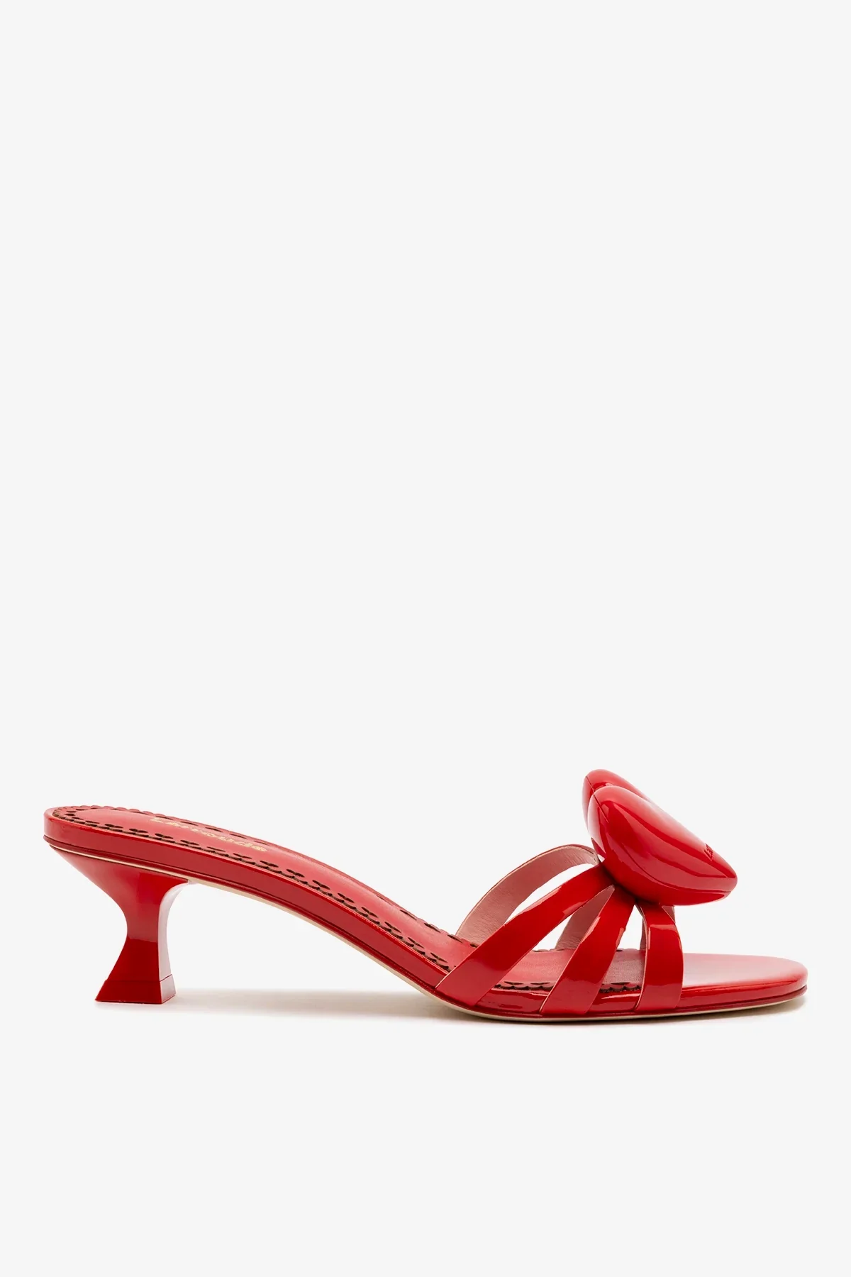 Mule Amore Couro Verniz Vermelho