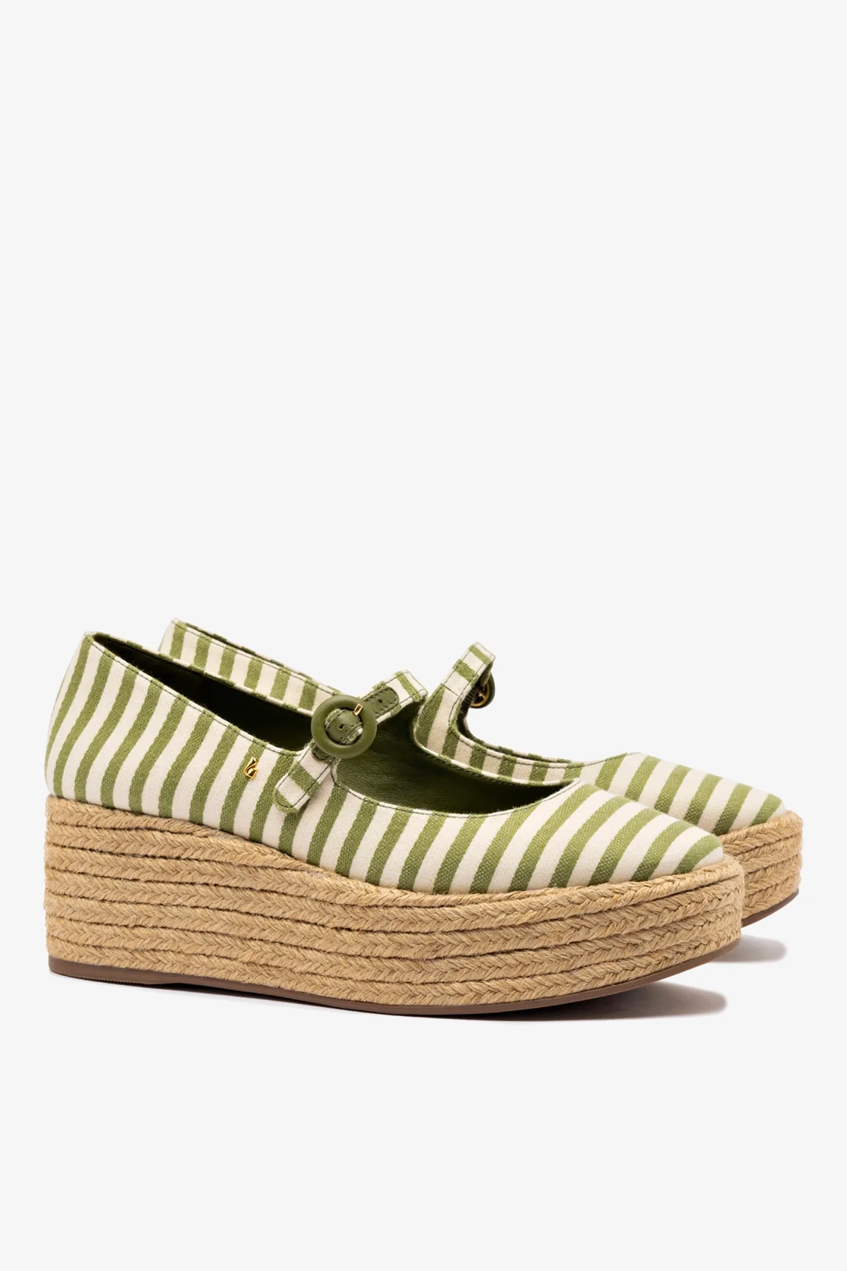Flatform Blair Lona Listrada Verde e Natural - Image 3