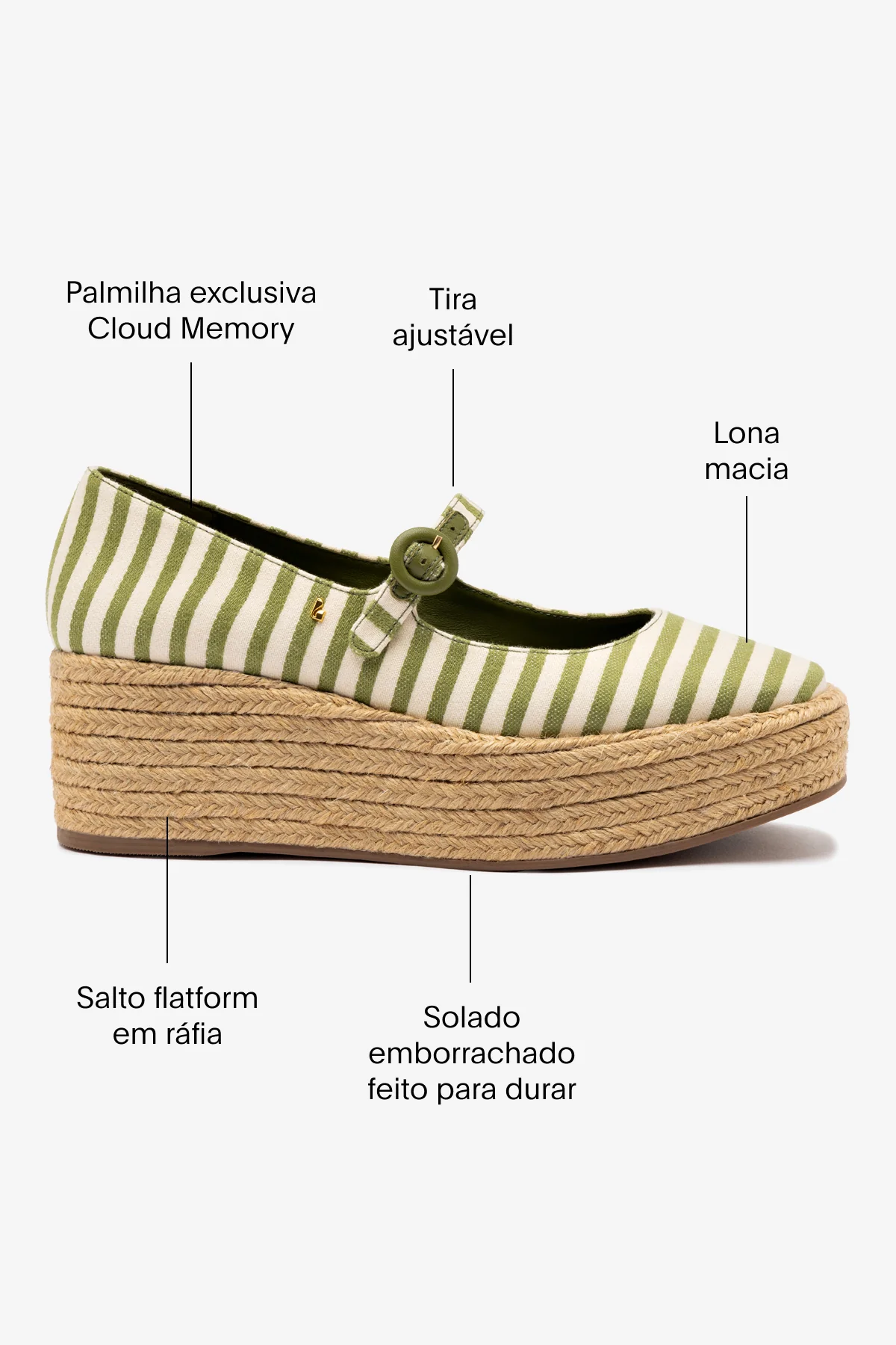 Flatform Blair Lona Listrada Verde e Natural - Image 5