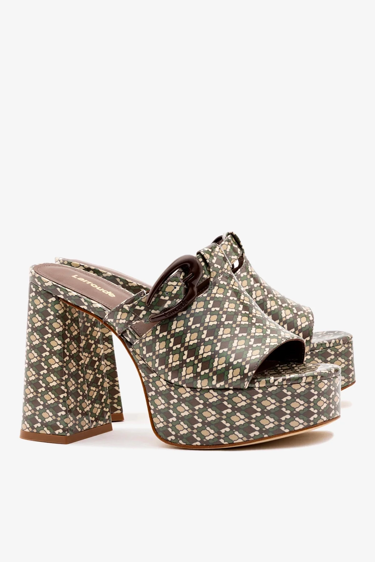 Mule Dolly Verona Couro Verniz Estampado Verde - Image 3