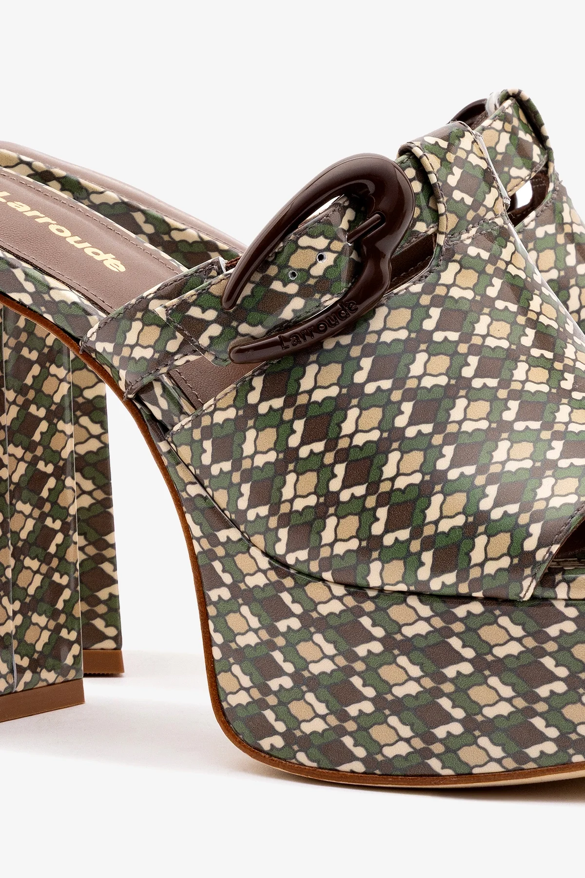 Mule Dolly Verona Couro Verniz Estampado Verde - Image 4