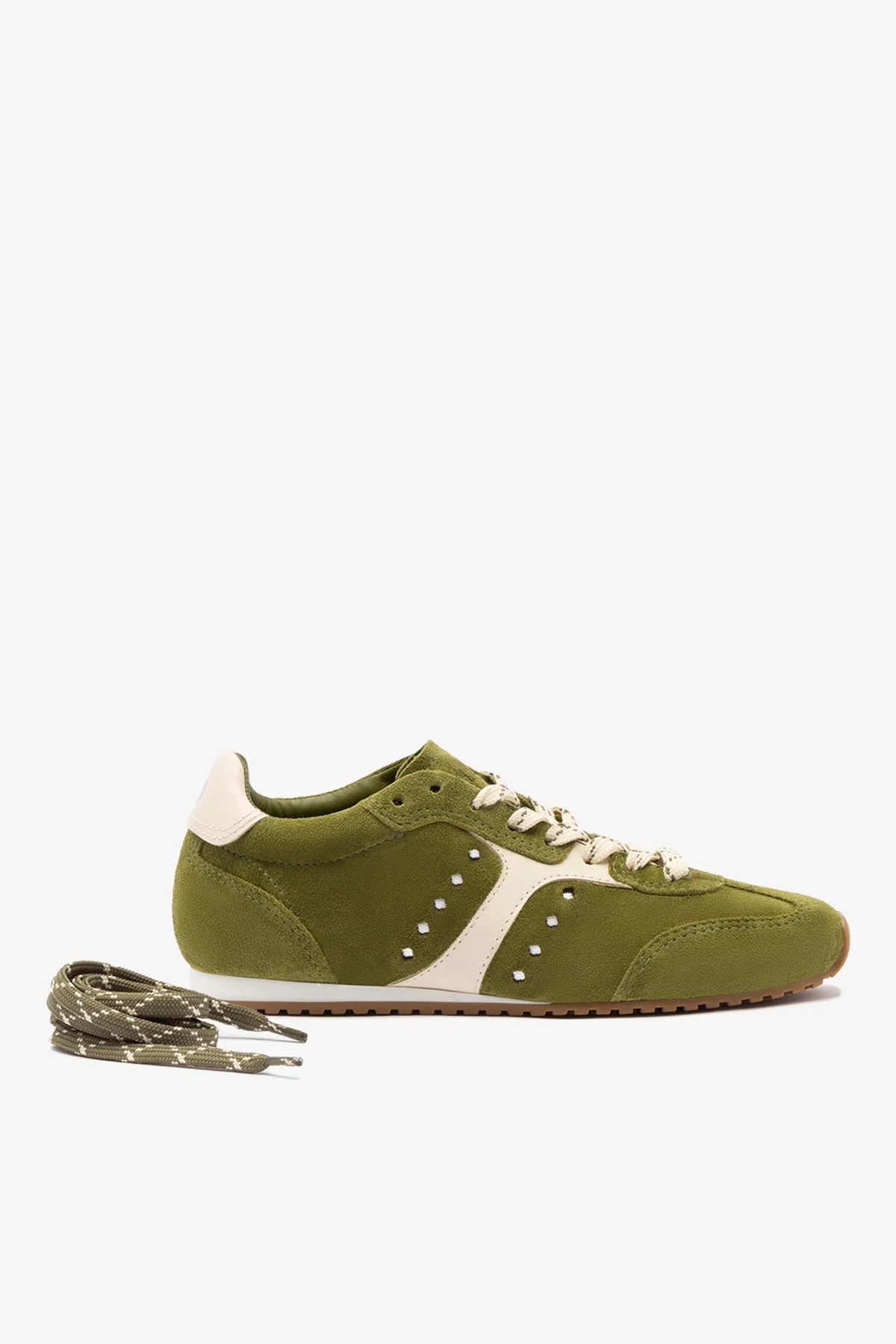 Tênis Stella Camurça Verde e Couro Off White - Image 4