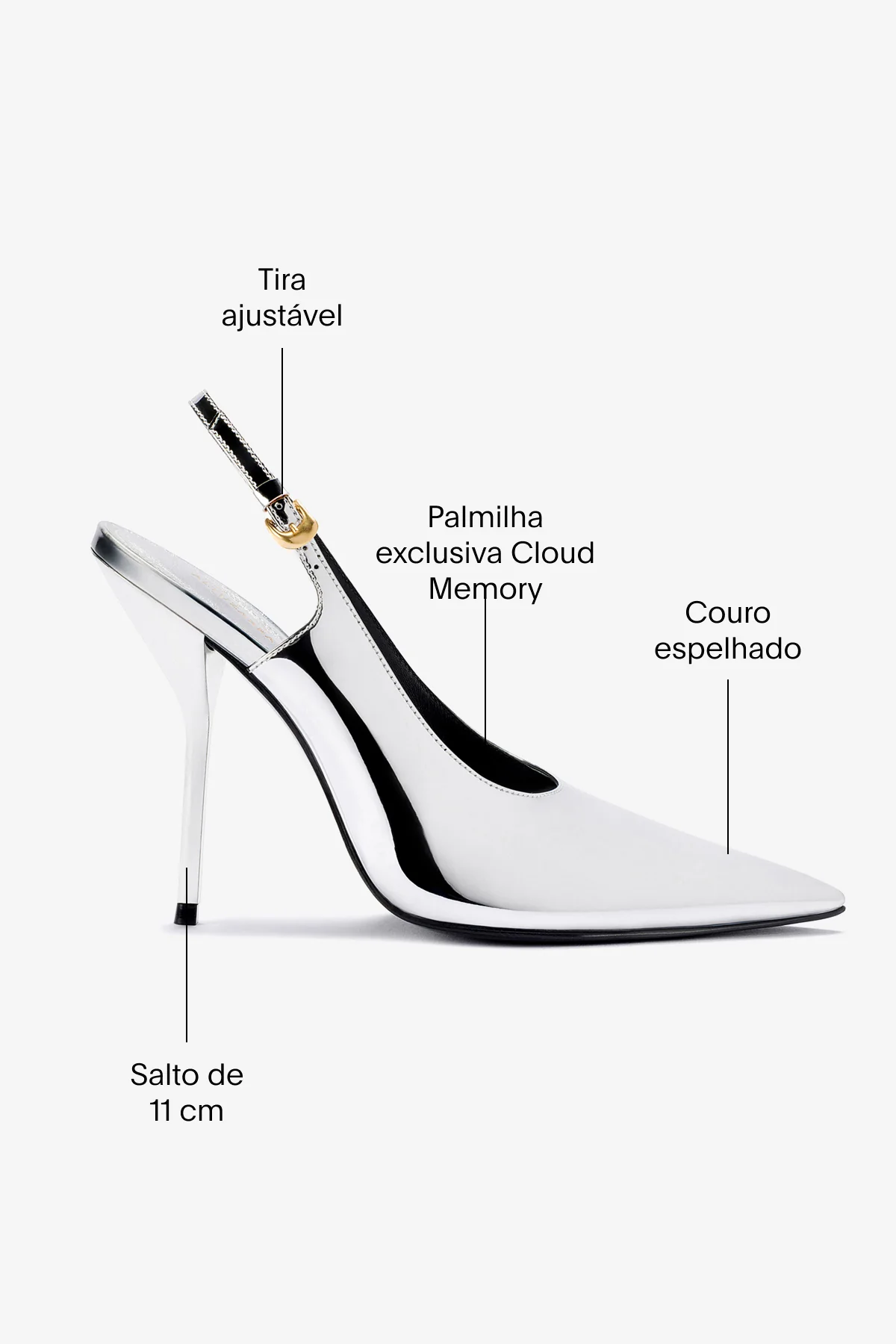 Larroudé x Altuzarra: Slingback Espelhado Prateado - Image 5