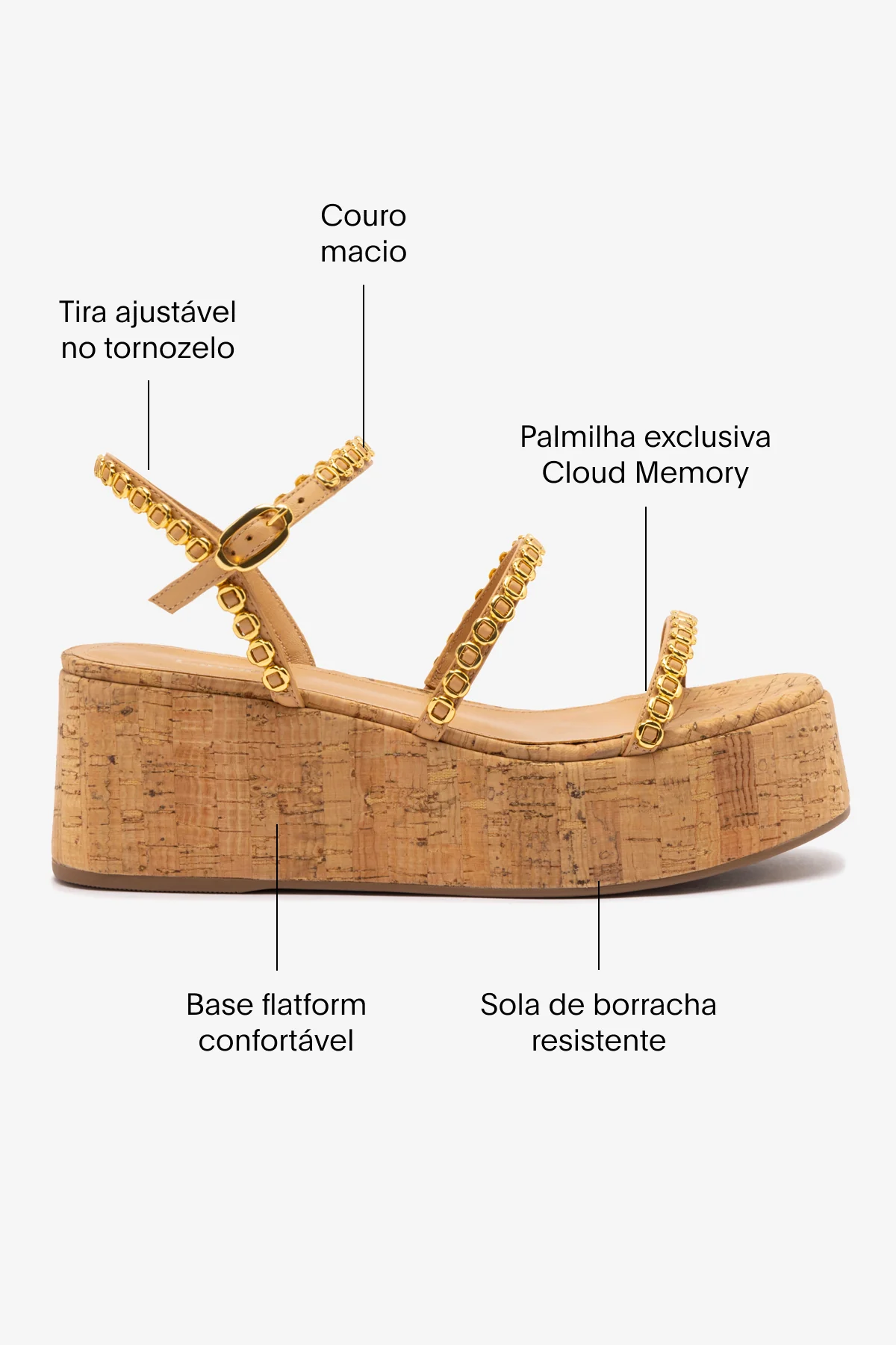 Flatform Gio Milanina Couro Bege e Cortiça - Image 5