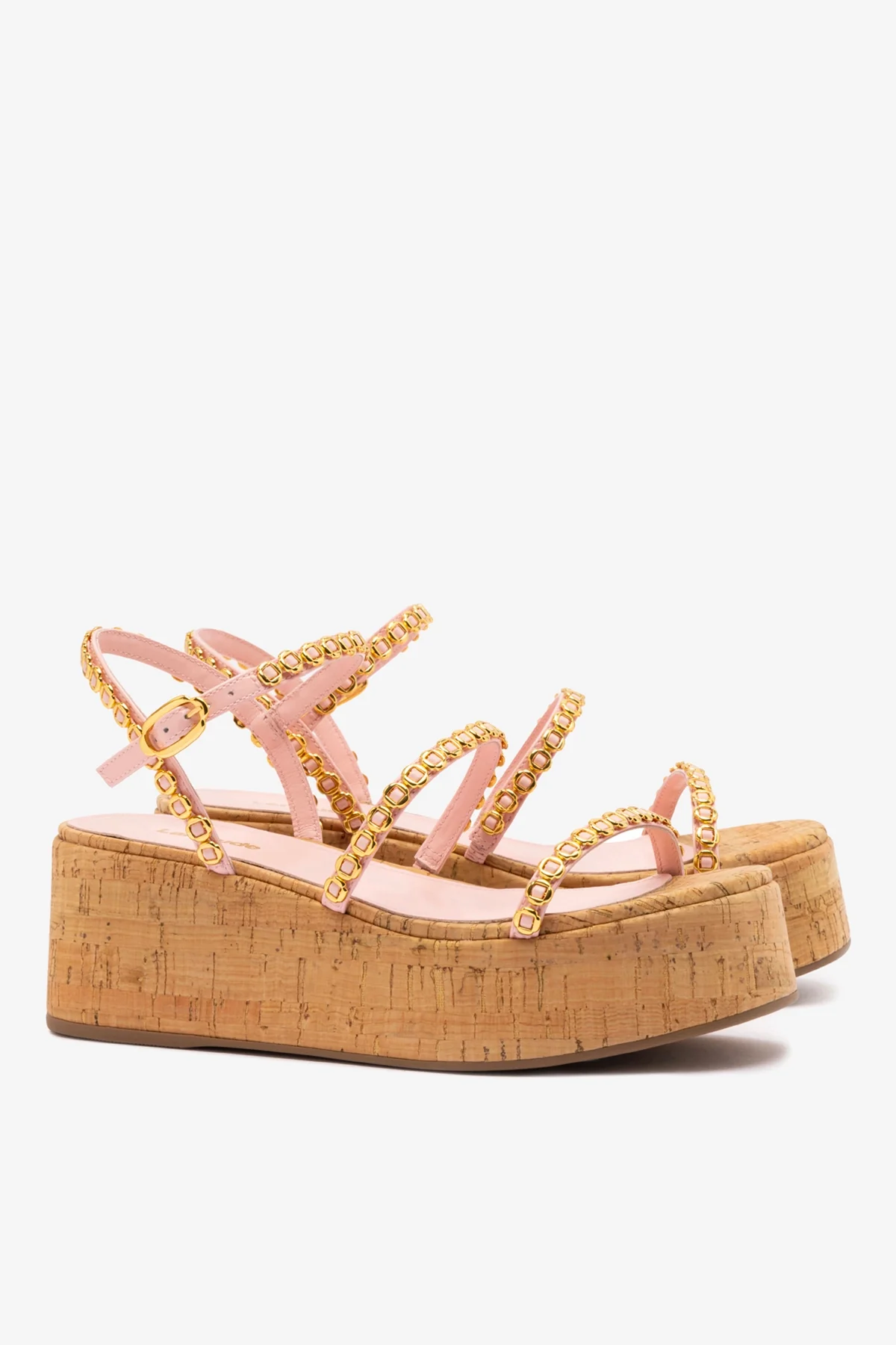 Flatform Gio Milanina Couro Verniz Rosa e Cortiça - Image 3