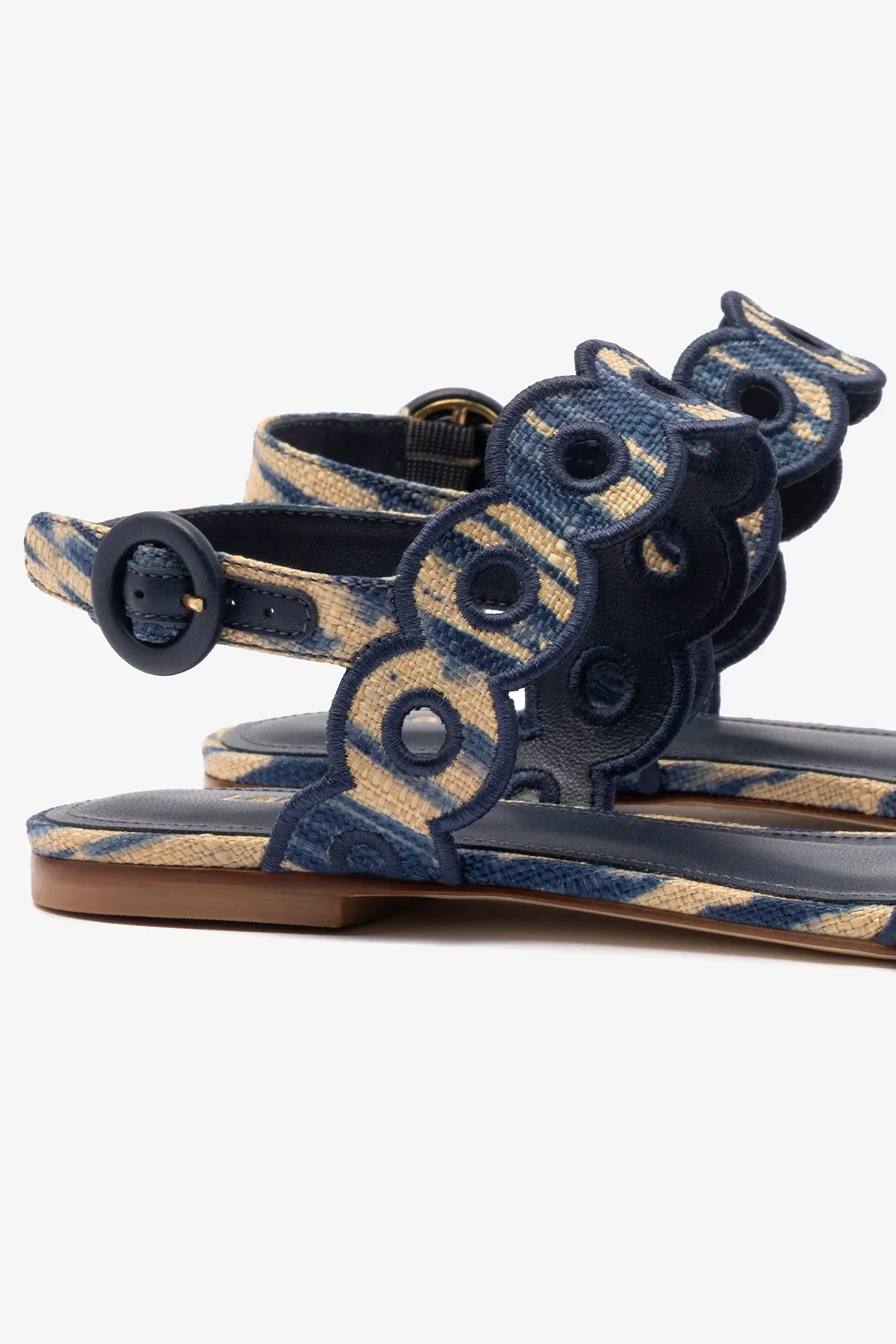 Sandália Flat Florence Ráfia Tie Dye Bege e Azul - Image 4