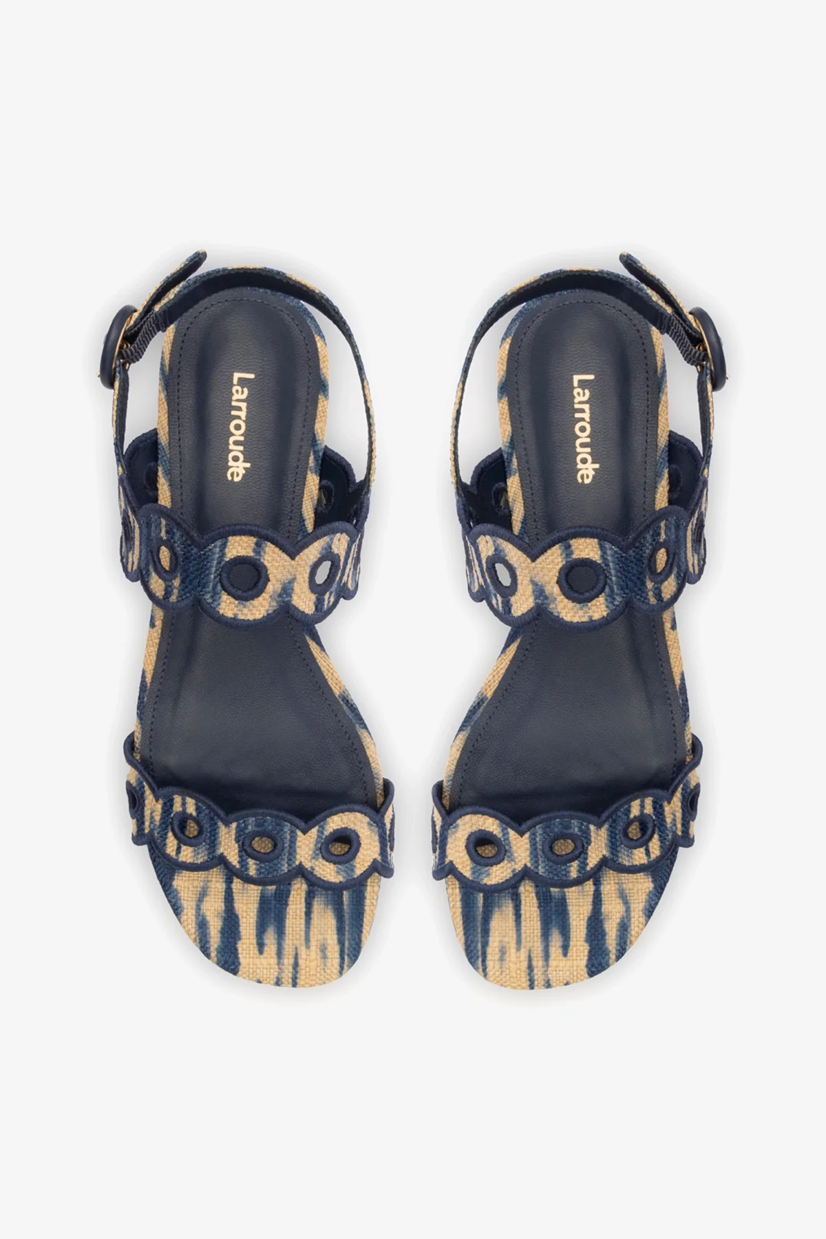 Sandália Flat Florence Ráfia Tie Dye Bege e Azul - Image 7