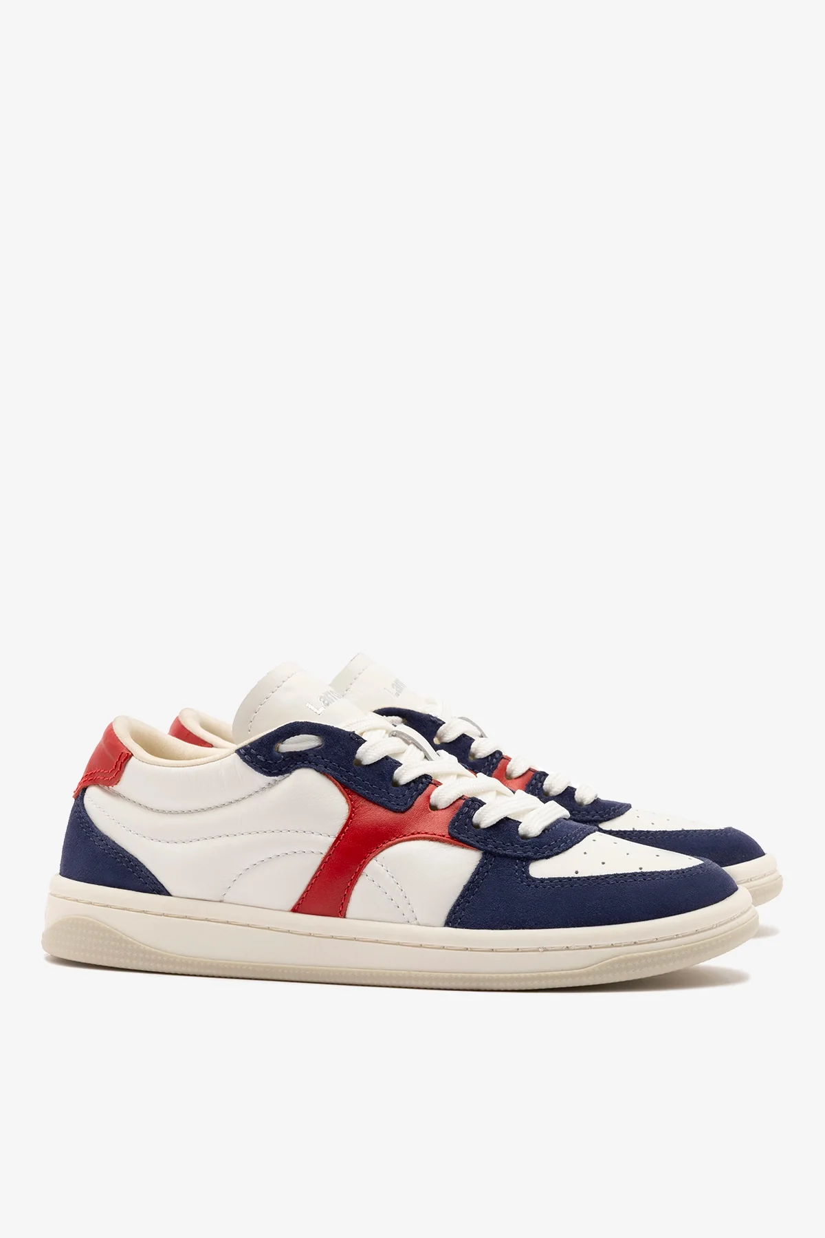 Tênis George Couro Azul, Branco e Vermelho - Image 3