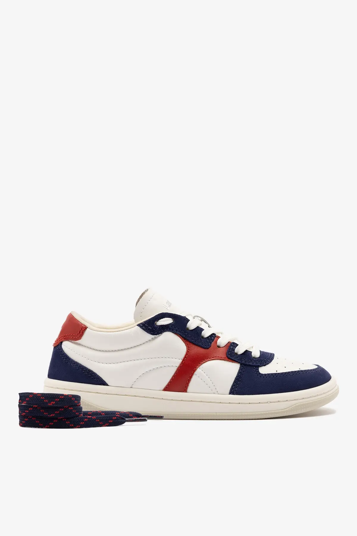 Tênis George Couro Azul, Branco e Vermelho - Image 4