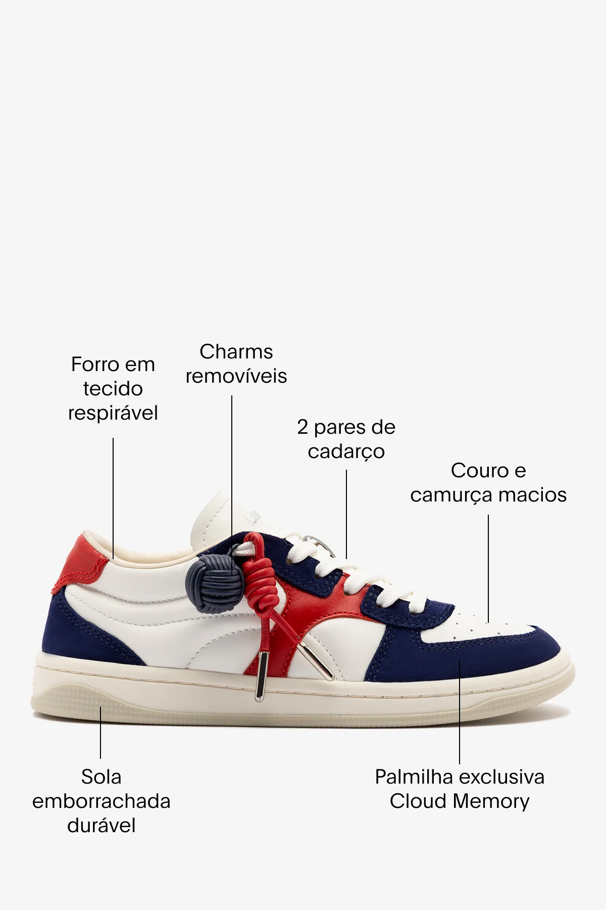 Tênis George Couro Azul, Branco e Vermelho - Image 6