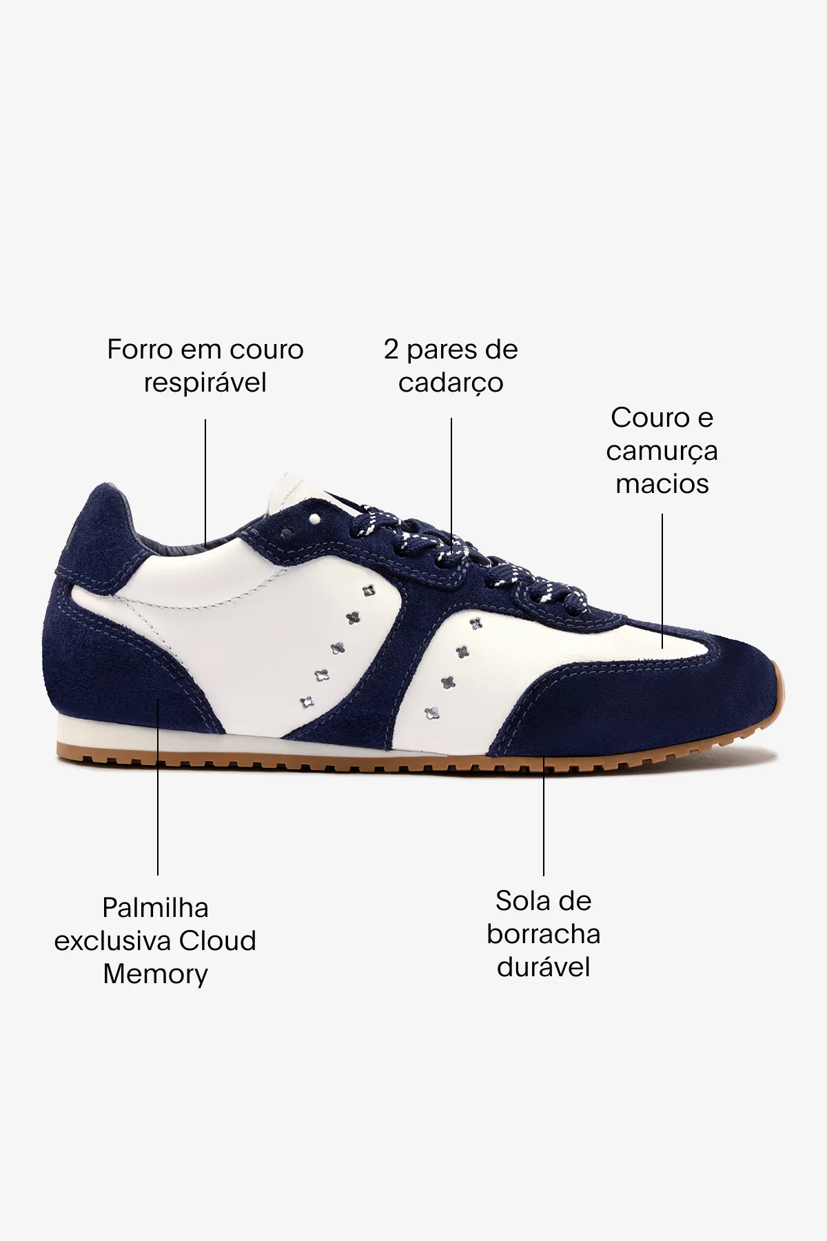 Tênis Stella Couro Branco e Camurça Azul - Image 5